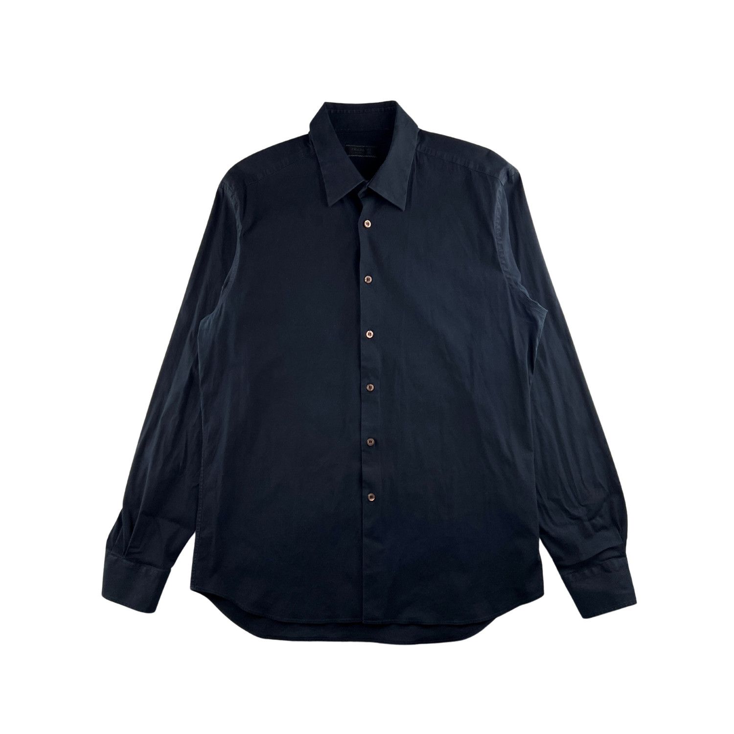 Prada Prada Dark Blue Dress Shirt Size US M / EU 48-50 / 2 - 2 Thumbnail