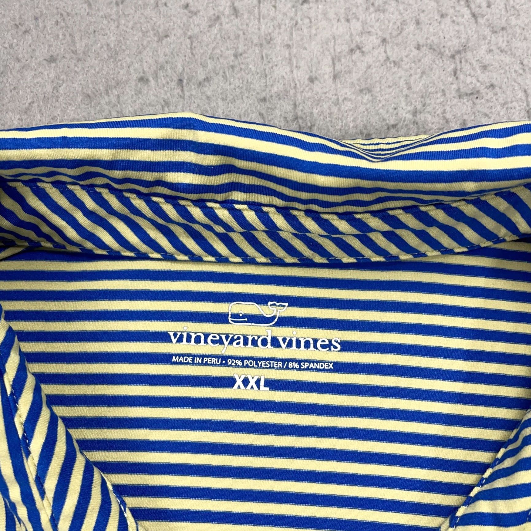 Vineyard Vines Vineyard Vines Polo Shirt Mens 2XL Yellow Blue Stretch Striped Performance Golf Shirt Mens 2XL Blue Polo Crisper Comfort Size US XXL / EU 58 / 5 - 3 Thumbnail