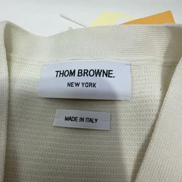 Thom Browne Thom Browne White Merino Wool Cardigan -2507 Size M / US 6-8 / IT 42-44 - 1 Thumbnail