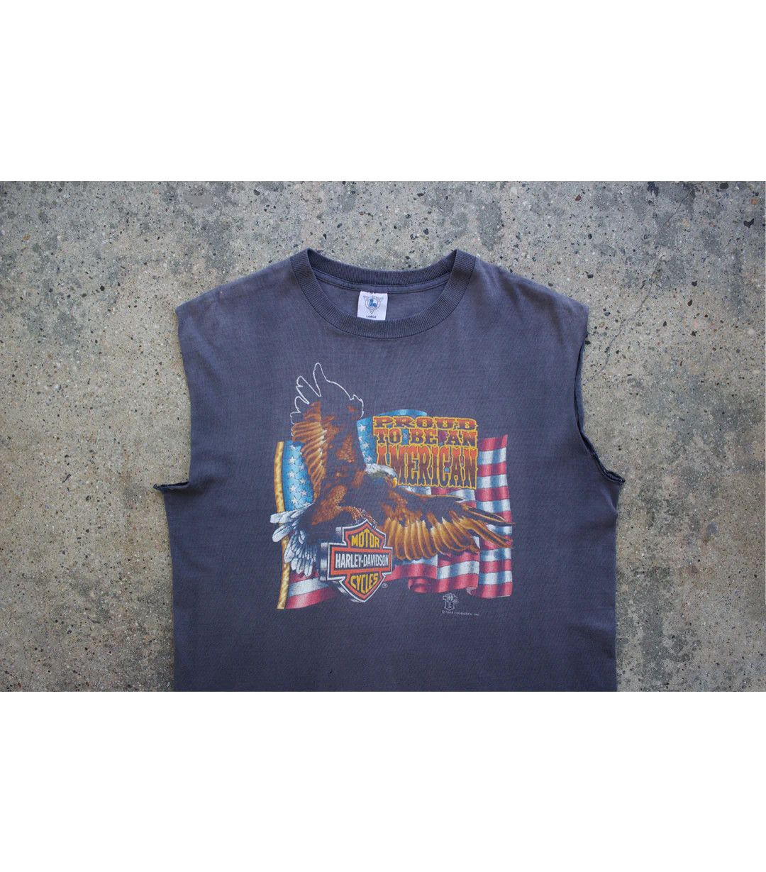 Vintage 1988 Vintage Harley Davidson - Proud Sleeveless T-Shirt Size US L / EU 52-54 / 3 - 3 Thumbnail