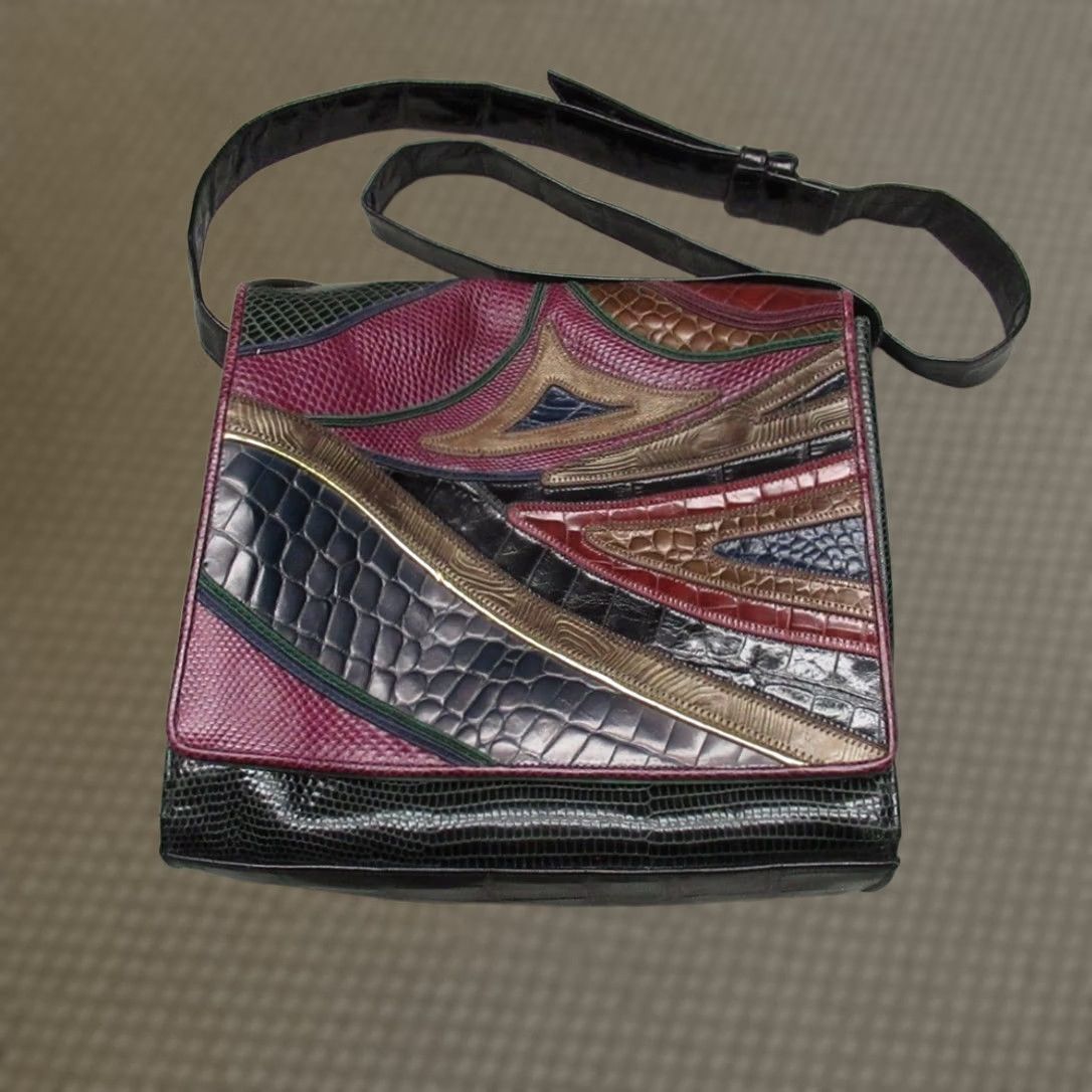 Vintage VINTAGE Sharif Crossbody Bag Womens Leather Patchwork USA Made NEW Red Green Size ONE SIZE - 1 Thumbnail