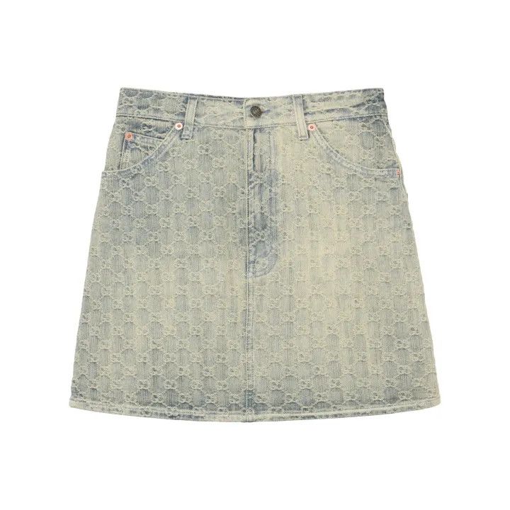 Gucci Gucci SS22 GG A-Line Denim Skirt Size 42" / US 20 - 1 Thumbnail