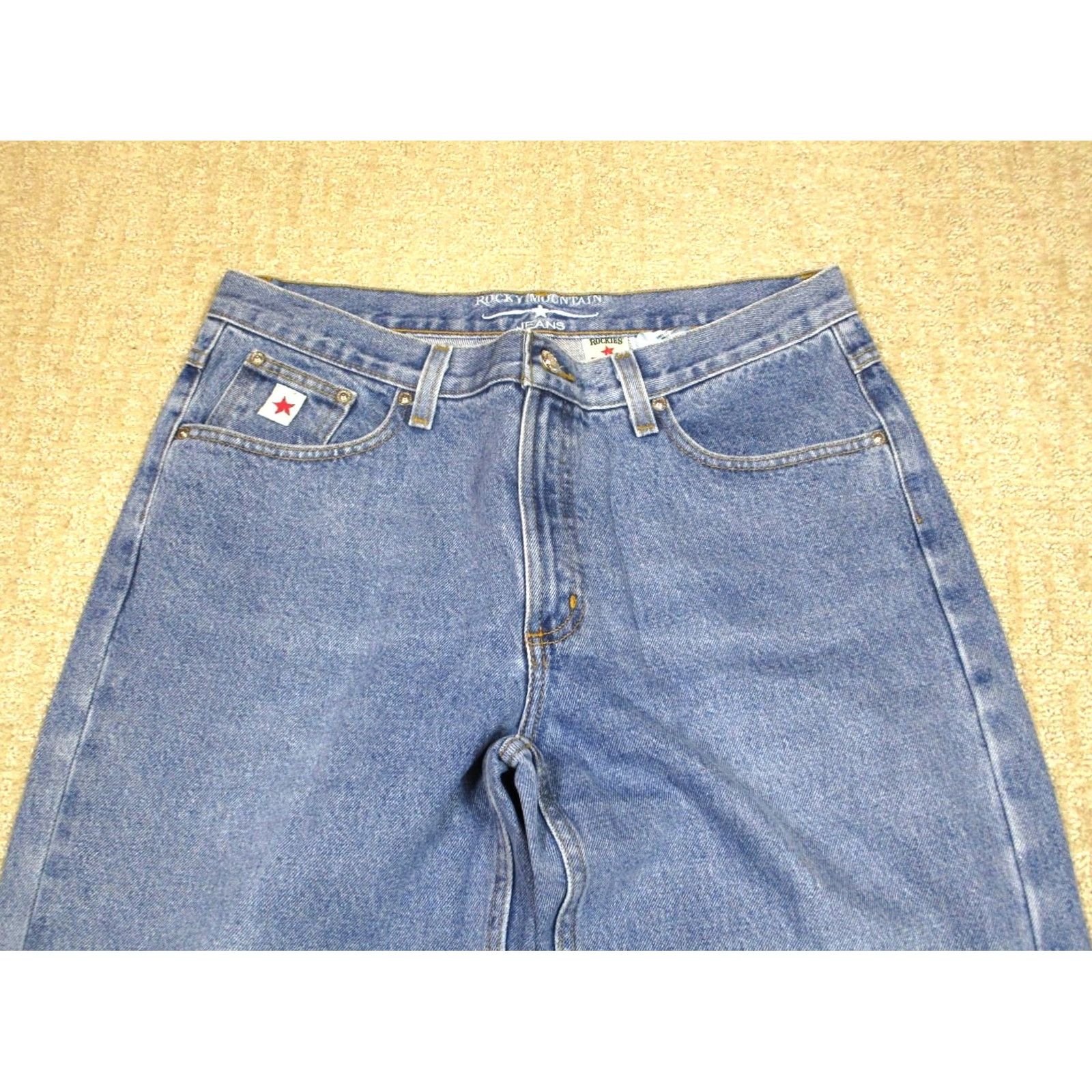 Vintage Vintage Rocky Mountain Jeans Women 32x34 Blue Straight Western Pants Light Wash Size 24" / US 00 / IT 34 - 2 Thumbnail