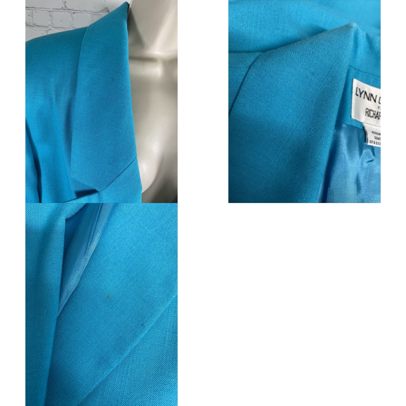 Vintage VTG Lynn Greene Blazer Women’s 10 Notch Lapel Single Button Jacket Solid Blue Mid-Length Lined Polyester Rayon Size L / US 10 / IT 46 - 8 Thumbnail