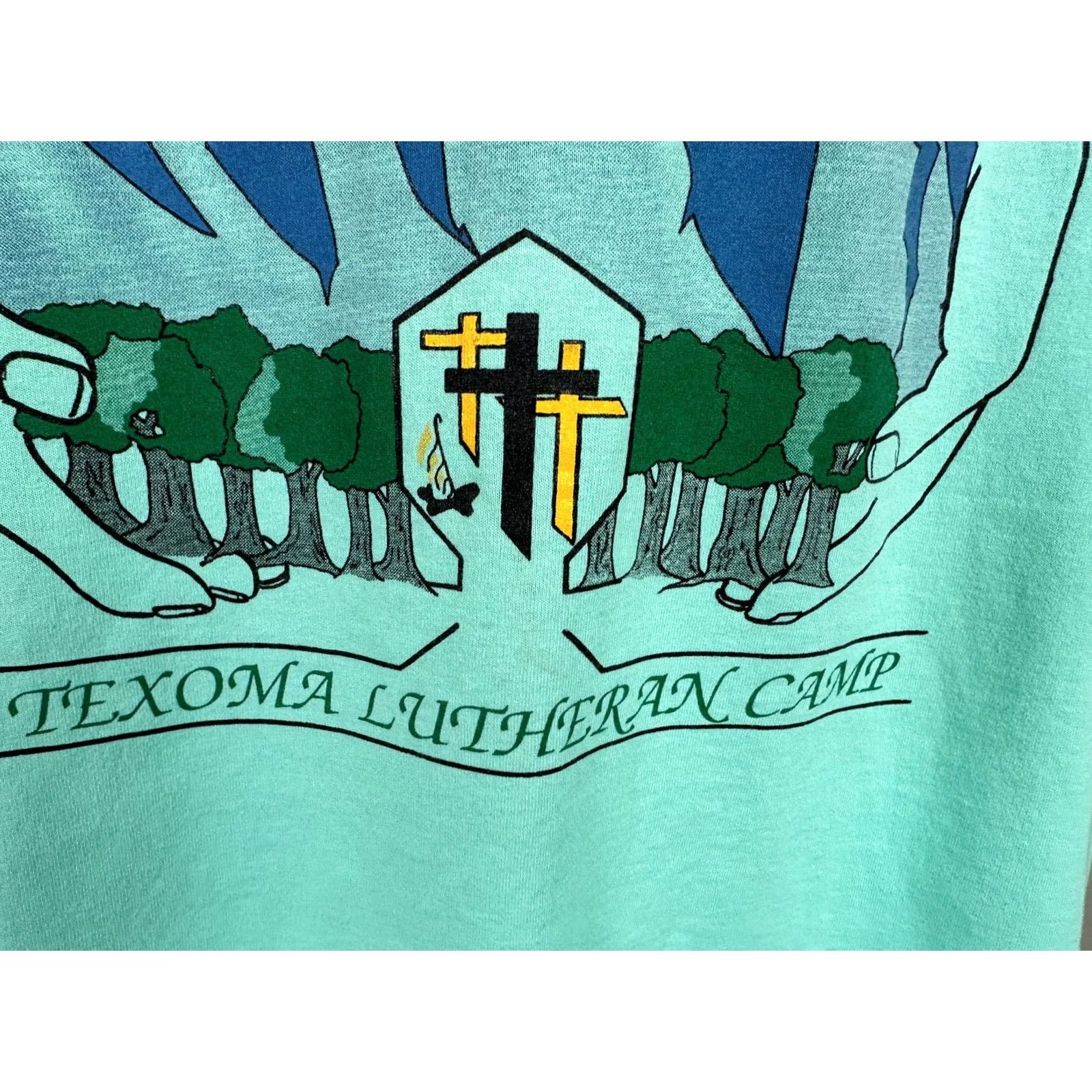 Fruit Of The Loom VINTAGE 90s Lutheran Christian Shirt XL God Upon Mountain Tops Nature USA Size US XL / EU 56 / 4 - 5 Thumbnail