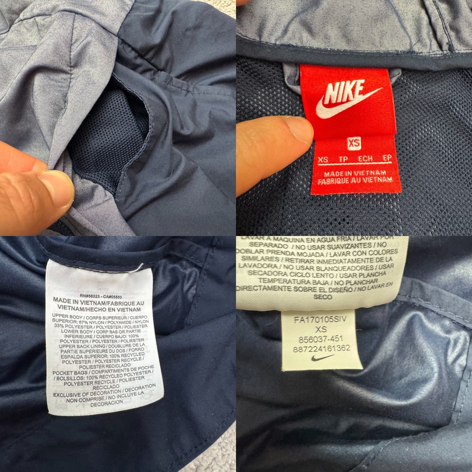 Nike Nike Hoodie Windbreaker Jacket Womens XS Blue Colorblock Lightweight Full Zip Size XS / US 0-2 / IT 36-38 - 8 Thumbnail