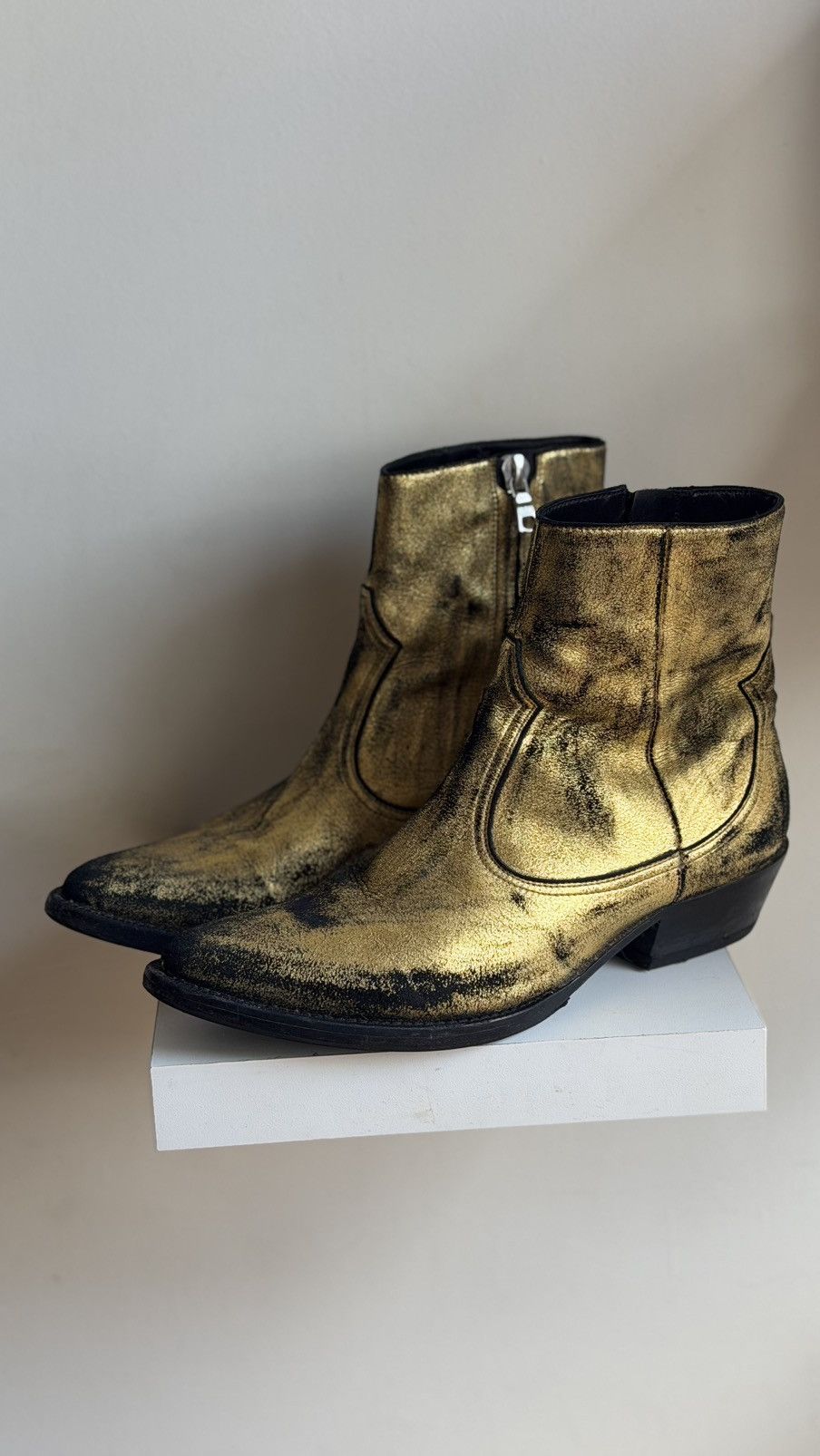 Amiri Amiri Gold Black Suede Leather Cowboy Boots 41 us8 Riri Size US 8 / EU 41 - 1 Thumbnail