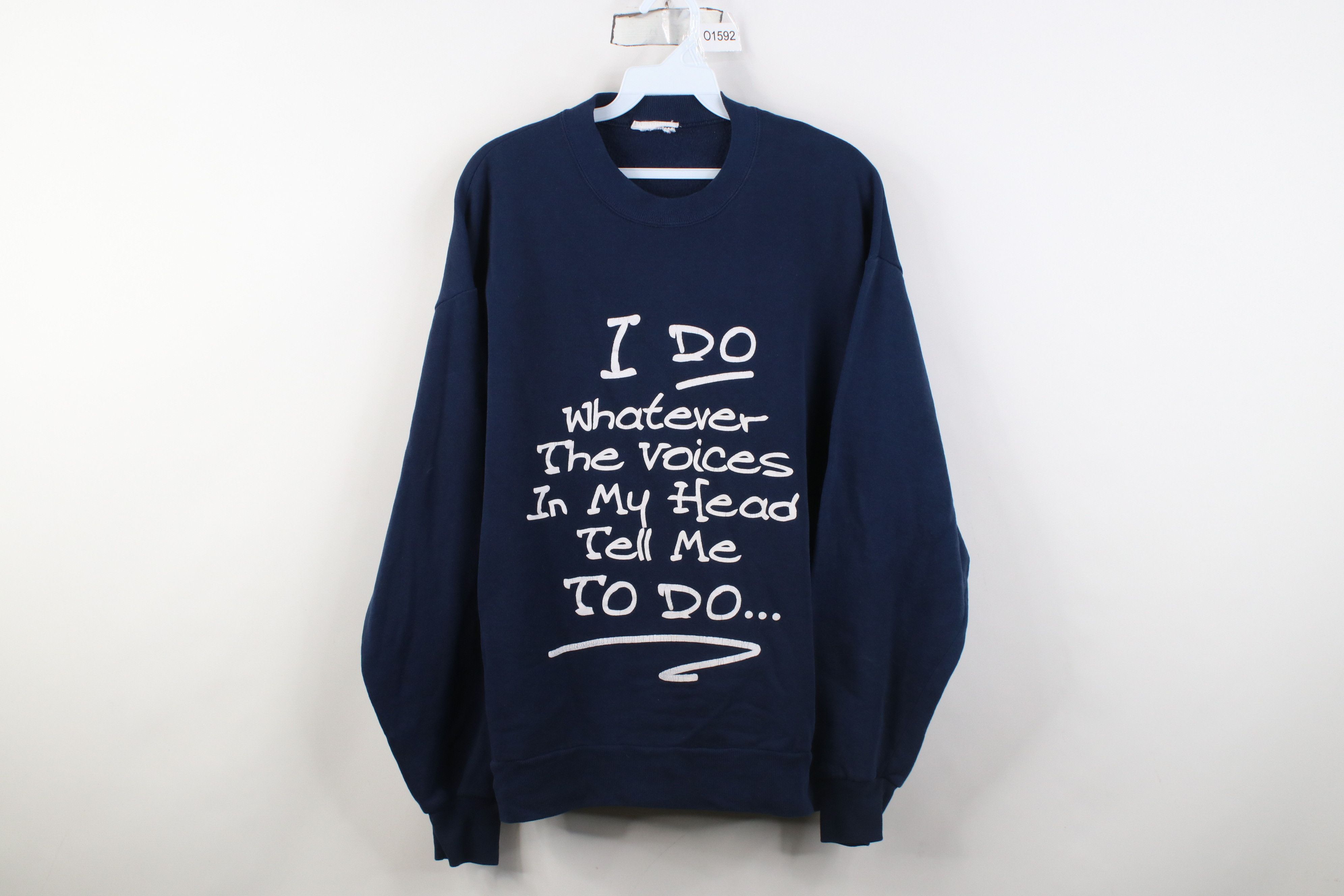 Vintage Vintage 90s I Do Whatever The Voices In My Head Sweatshirt Size US M / EU 48-50 / 2 - 1 Thumbnail