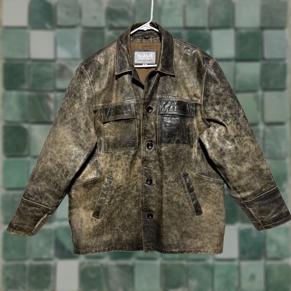 Vintage Wilsons Leather M. Julian Mens L Jacket Bomber Button VTG-Distressed Brown Jacket Size US L / EU 52-54 / 3 - 1 Thumbnail