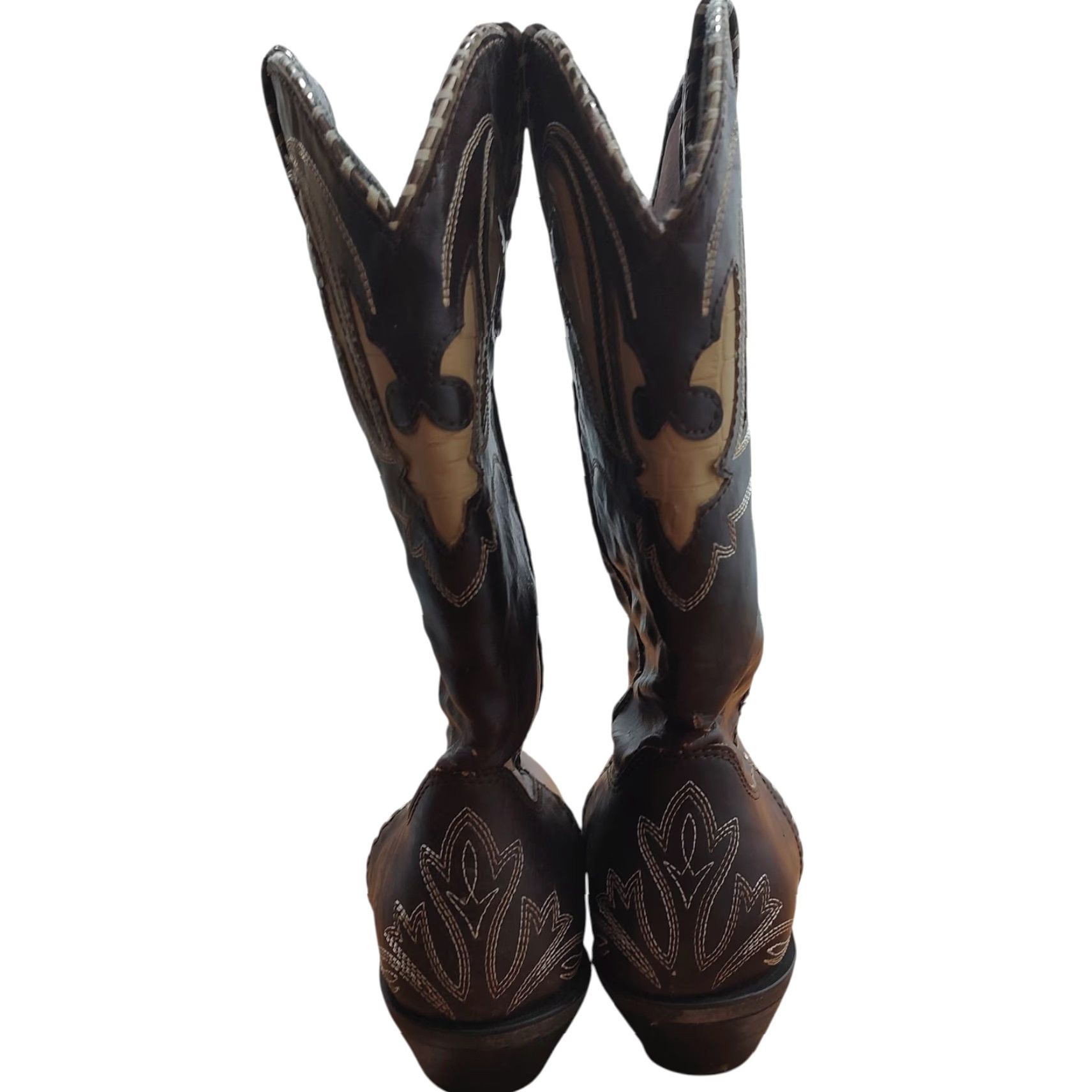 Durango Durango Crush Western Boot Mids Calf 11" Peek-A-Boot Brown Leather 10M Womens Boots Cowboy Cowgirl 90s Theme? Size US 8 / IT 38 - 5 Thumbnail