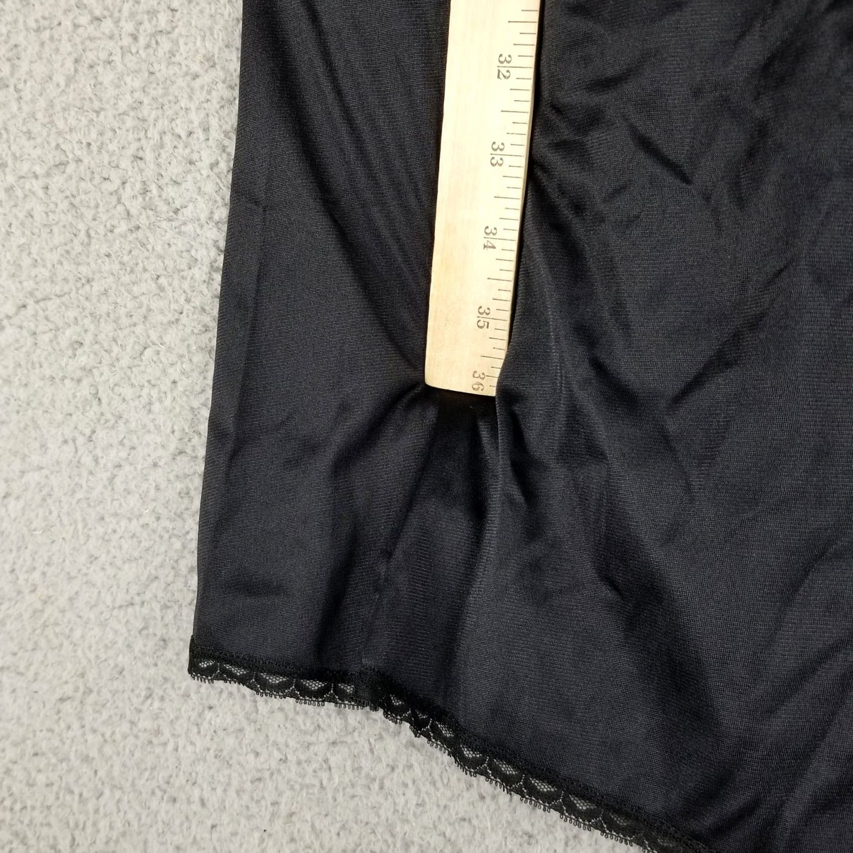 Vintage VINTAGE Vassarette Slip Shirt NYLON 36 F Black Sheer Chiffon Lace Trim NWT USA 1980s Womens Size ONE SIZE - 5 Thumbnail