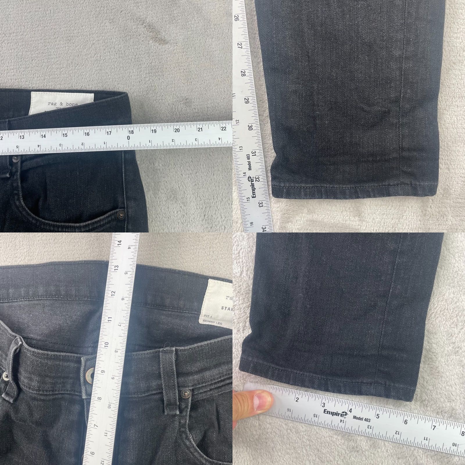 Rag & Bone Rag & Bone Jeans Men 36x33 Black Fit 1 Skinny Leg Button Fly Designer Denim USA Slim Rise Mid 36 in Inseam 33 in 5-Pocket Mens Denim Shirt? Size US 36 / EU 52 - 9 Thumbnail