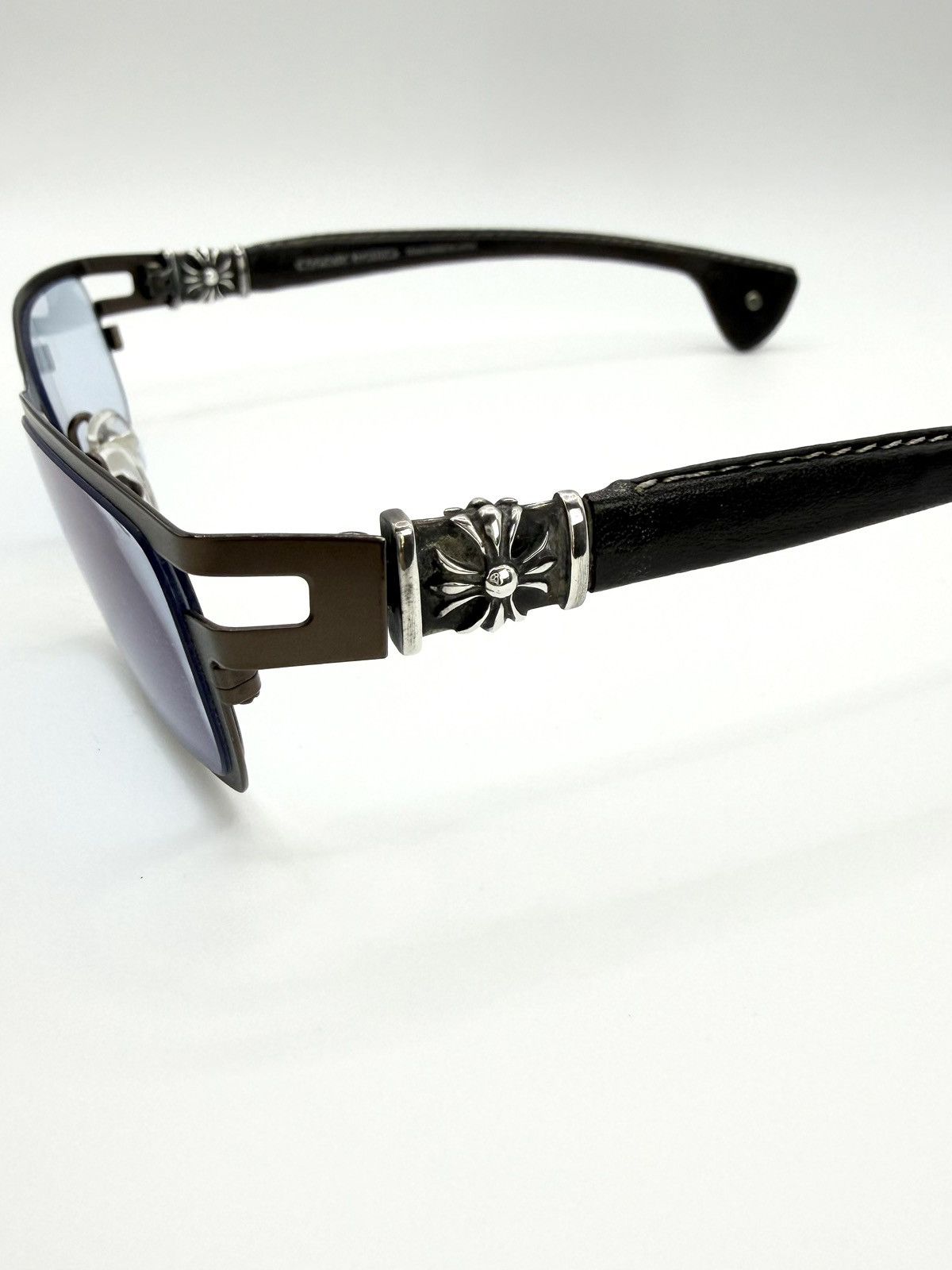 Chrome Hearts Chrome Hearts ‘M. Diver’ Cemetery Cross Leather Glass Frames Size ONE SIZE - 5 Thumbnail