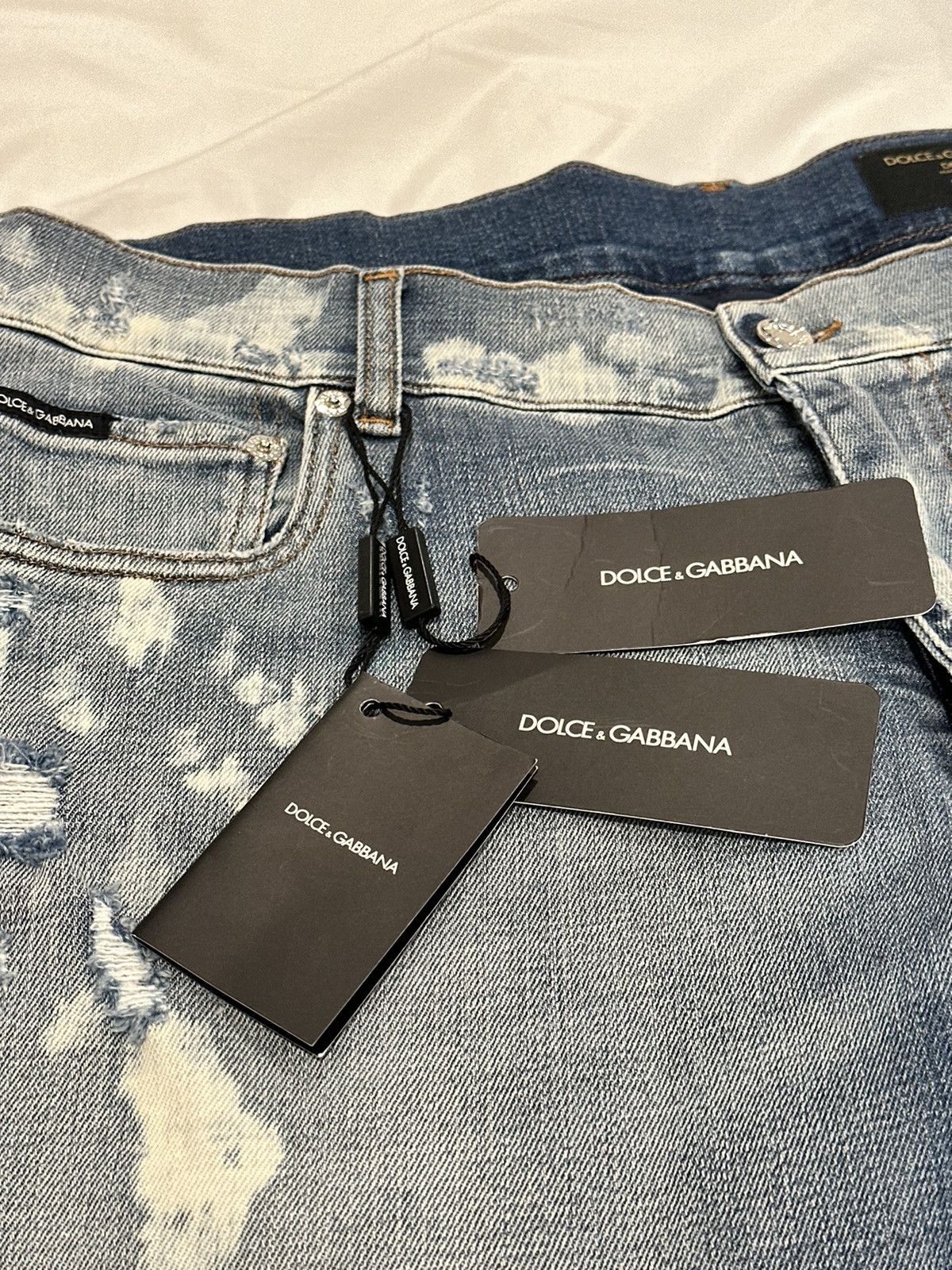 Dolce & Gabbana Dolce & Gabbana Dark Wash Distressed Slim Fit Blue Jeans Size US 44 / EU 60 - 6 Thumbnail