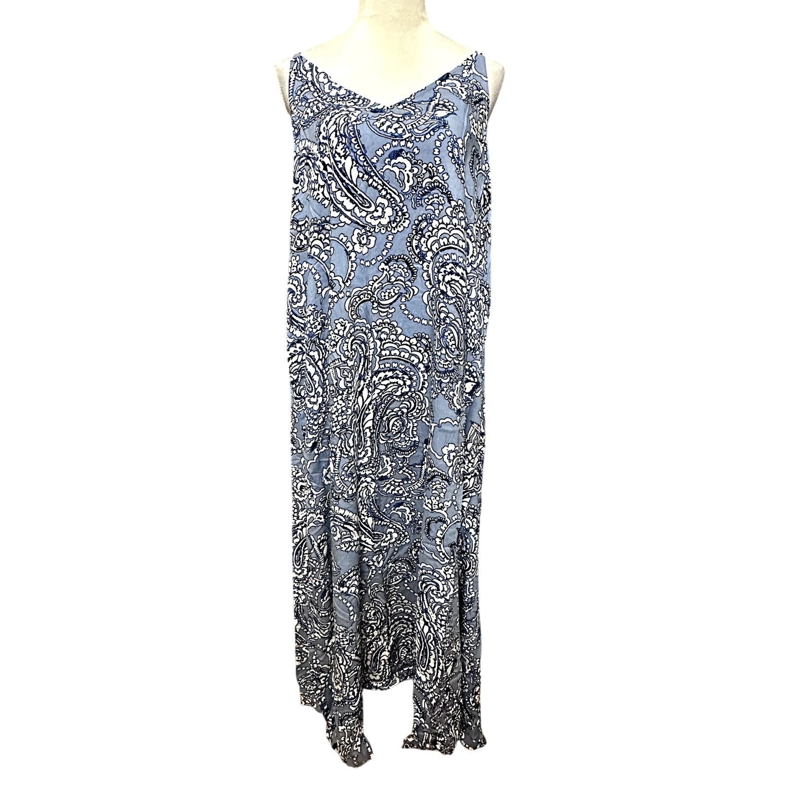 Vince Camuto Vince Camuto Plus XXL Blue Paisley Flowy Maxi Slip Dress NWT Size XXL / US 16-18 / IT 52-54 - 2 Thumbnail
