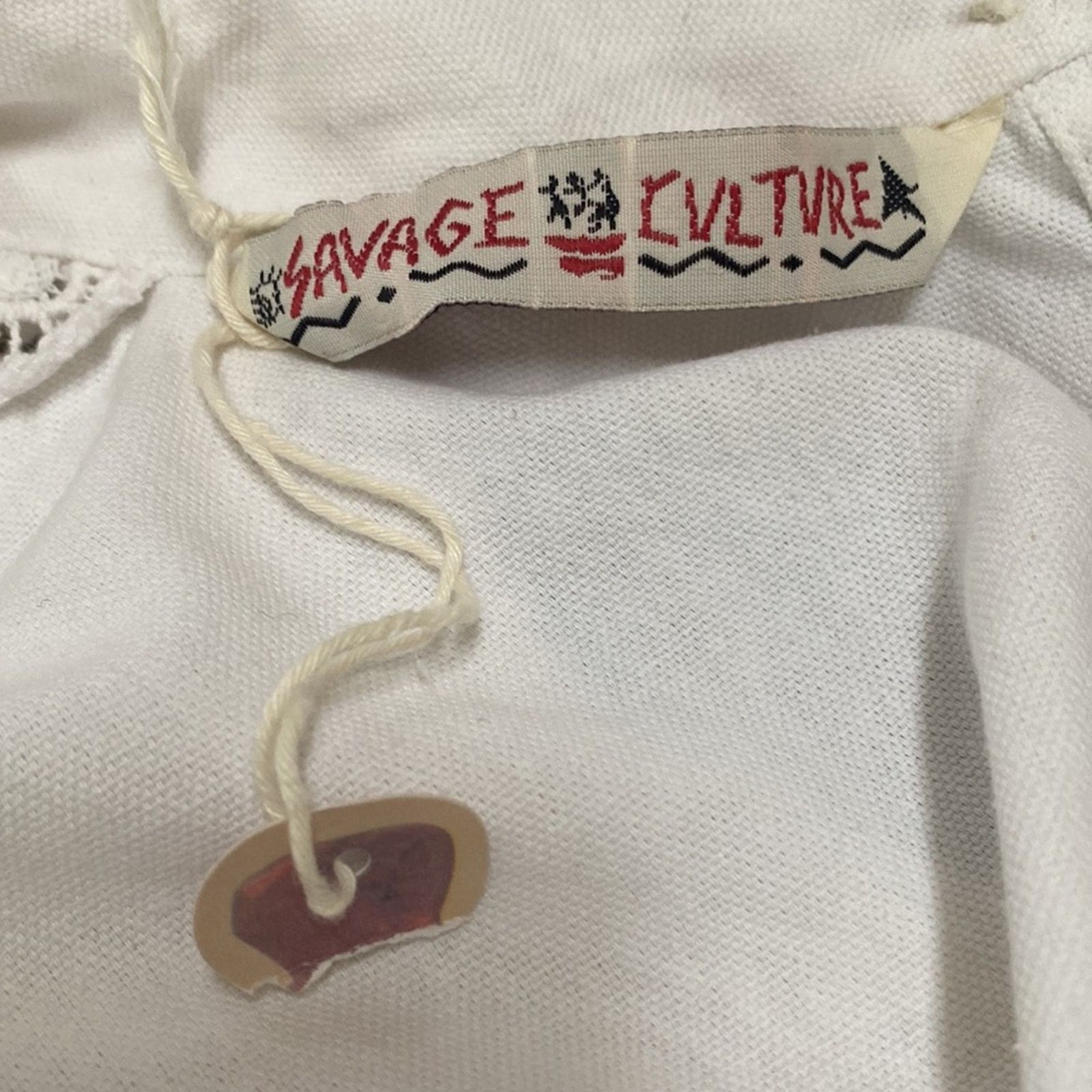Other Savage Culture White Dress with Embroidery Large NWT Size L / US 10 / IT 46 - 7 Thumbnail