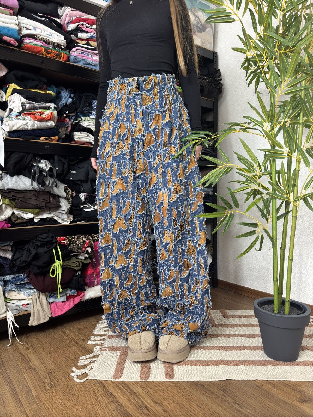 Vintage VINTAGE AVANT GARDE PATCHWORK MESH DENIM PANTS FLARE JEANS Size 28" / US 6 / IT 42 - 2 Thumbnail