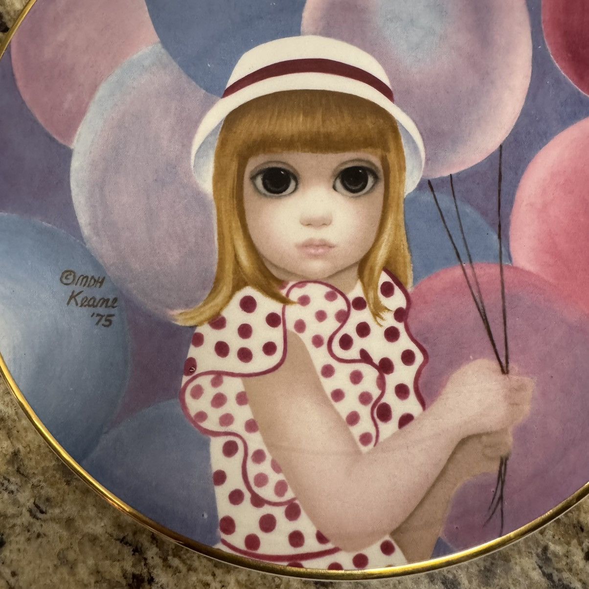 Vintage Margaret Keane "The Balloon Girl" Big Eyes 1976 8” Plate Size ONE SIZE - 2 Thumbnail
