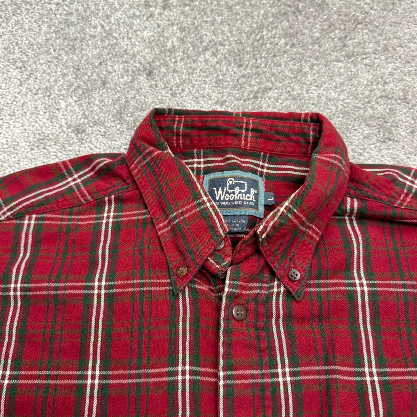 Vintage Vintage Woolrich Flannel Shirt Men Large Red Green Plaid 90s Casual Outdoor Heritage Workwear Size US L / EU 52-54 / 3 - 3 Thumbnail