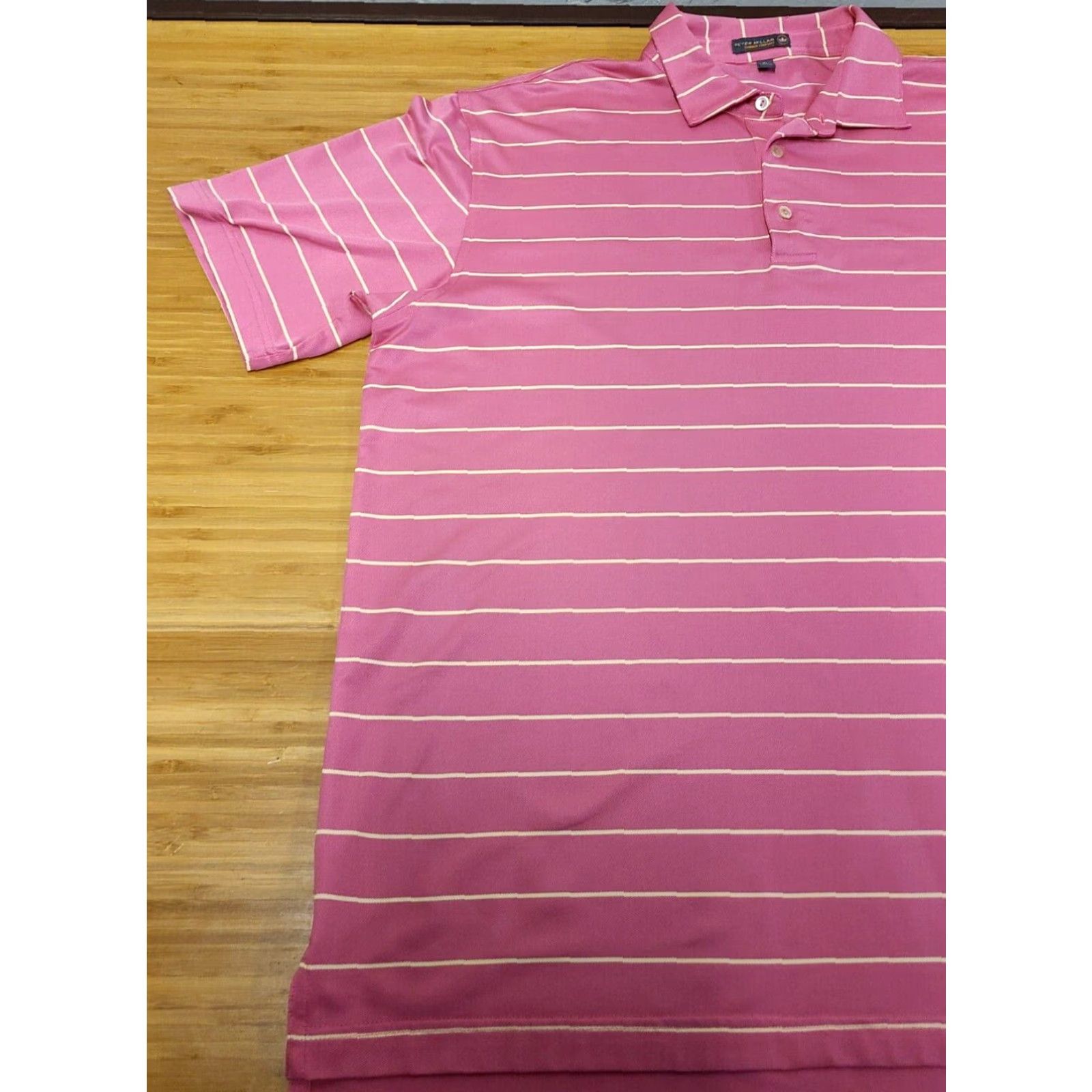 Peter Millar Peter Millar Polo Shirt Men XL Pink Yellow Summer Comfort Striped Short Sleeve Collared Button Logo Golf Rugby All Seasons Breathable Casual Size US XL / EU 56 / 4 - 4 Thumbnail