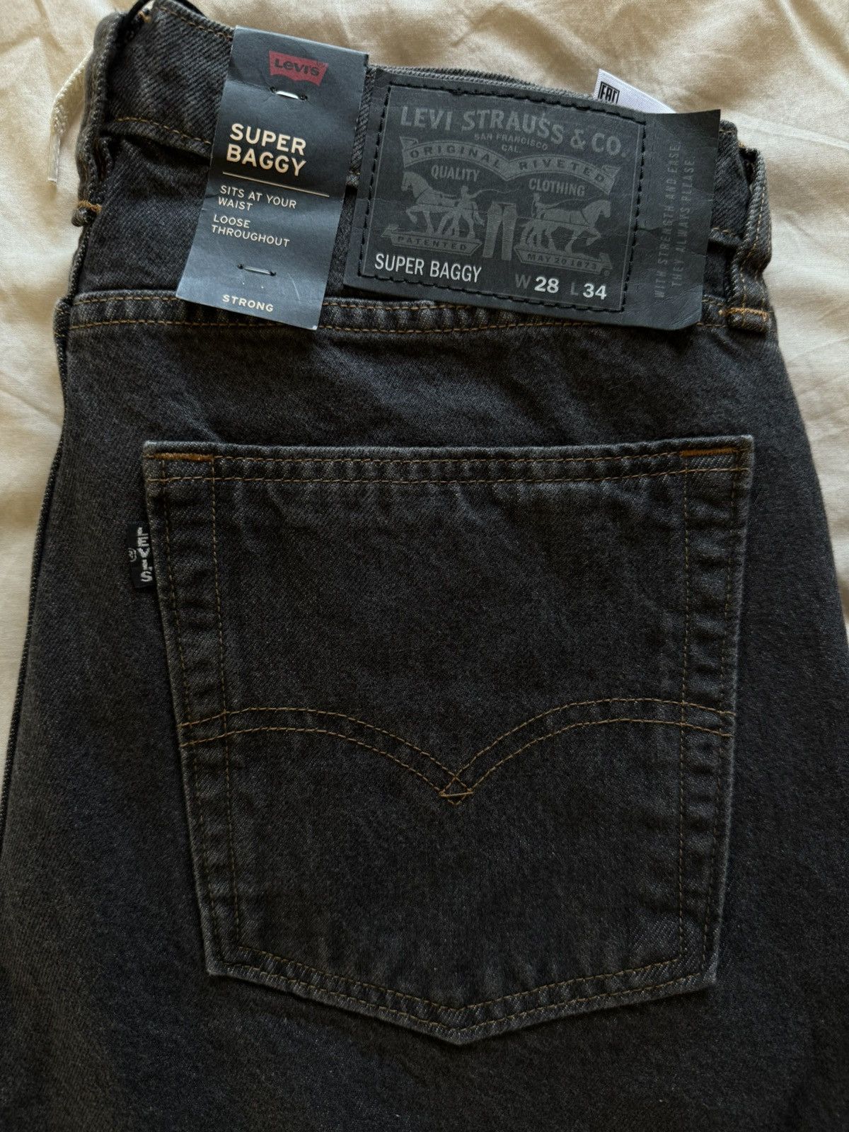 Levi's Levis Super Baggy Jeans 28x34 Grey Black Size US 28 / EU 44 - 3 Thumbnail