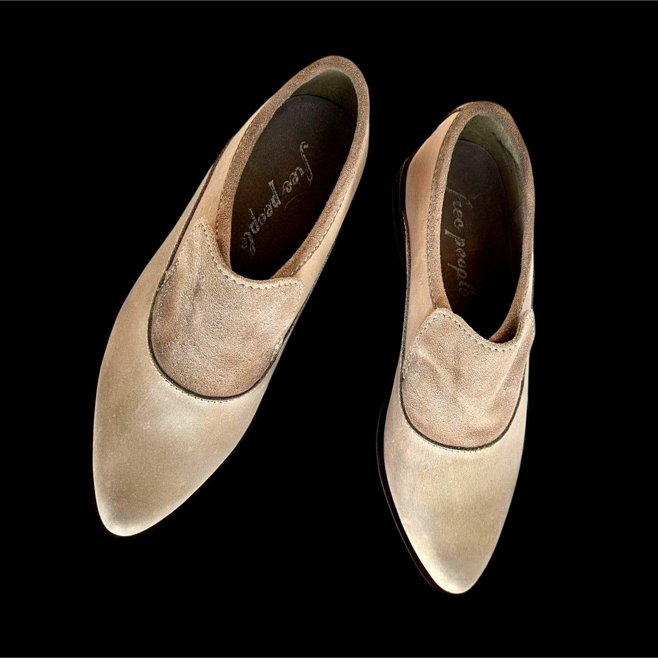 Free People Beige Leather Suede Loafers Women’s 38 Made in I
