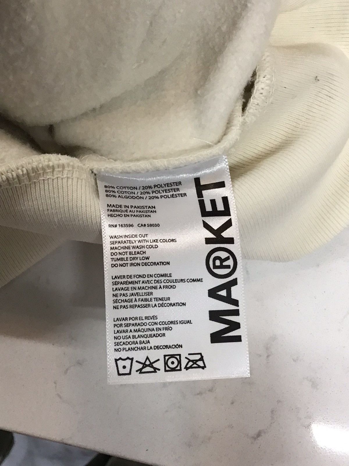 Market MARKET Smiley Upside Down lockup Hoodie Unbleached Cotton Size US XL / EU 56 / 4 - 6 Thumbnail