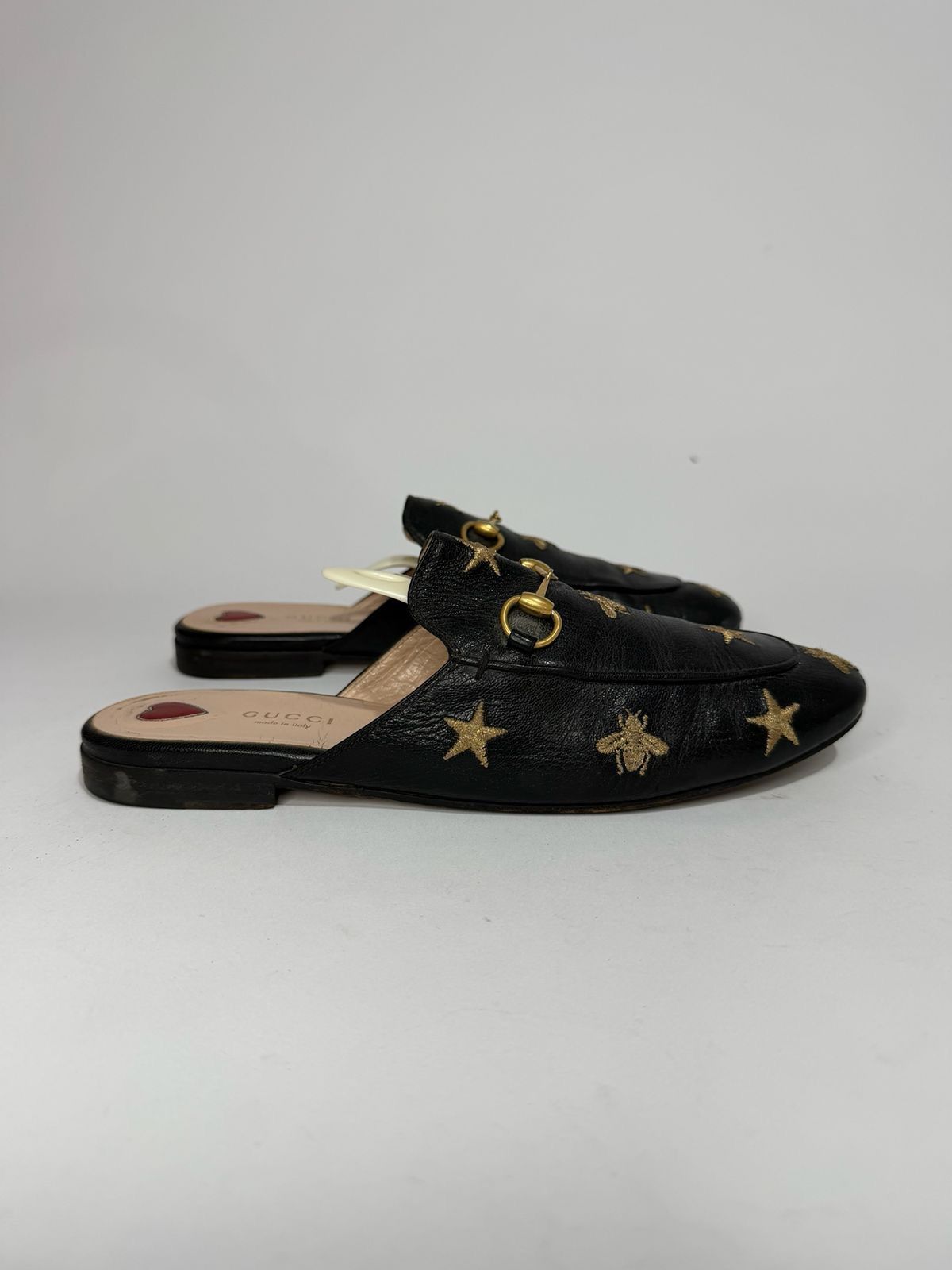 Gucci Gucci Leather Bee Embroidered Princetown Mules Size 38.5 Size US 8.5 / IT 38.5 - 1 Thumbnail