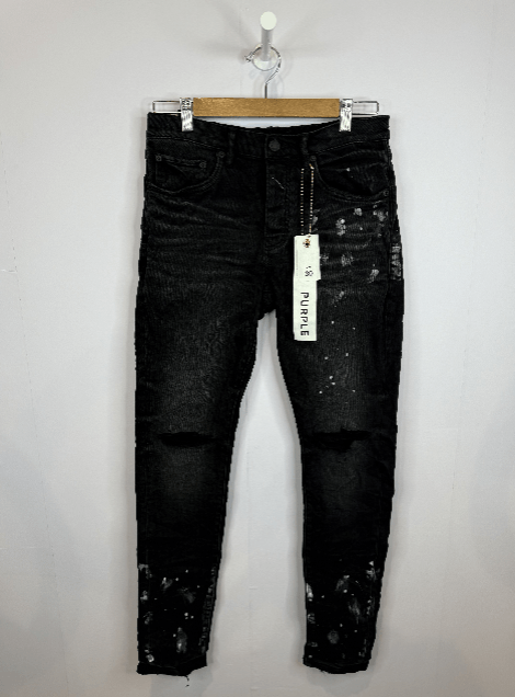 Purple Brand Purple Brand Resin Knee Slit Black Jeans Size US 30 / EU 46 - 1 Preview