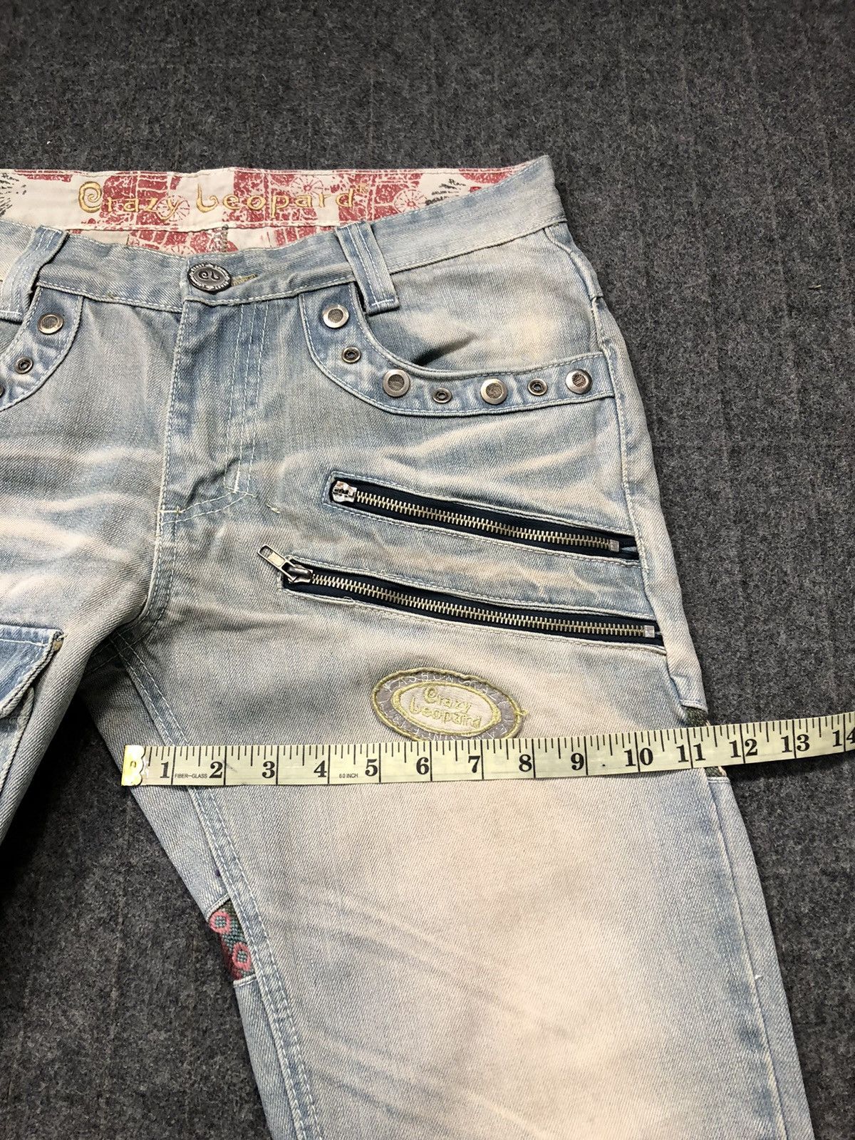 Hysteric Glamour Hype 90s Crazy Leopard Multipocket Zipper Bondage Denim Size US 33 - 19 Thumbnail