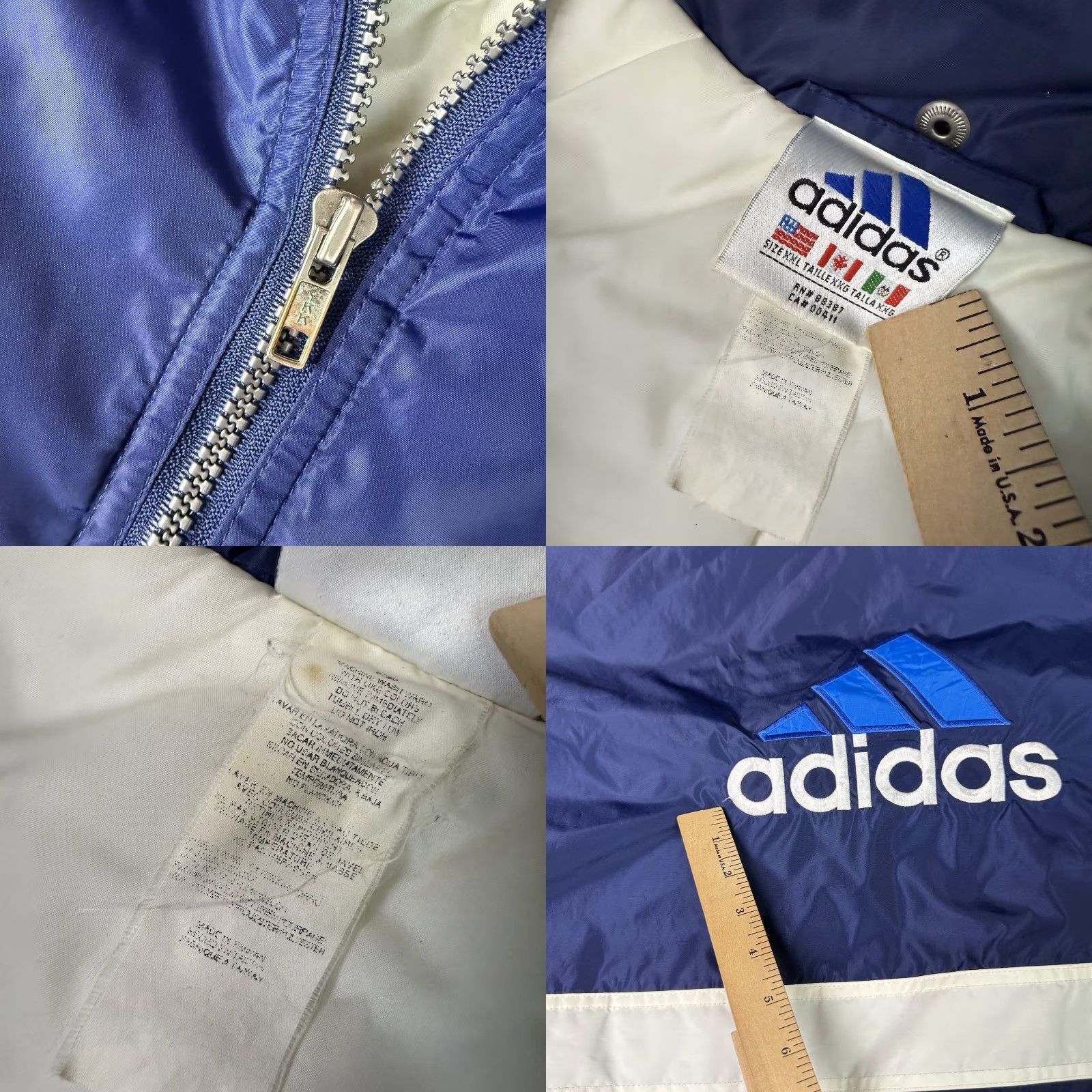 Adidas VINTAGE adidas Puffer Jacket Coat Adult XXL Blue Striped 90s Logo Zipper Size US XXL / EU 58 / 5 - 8 Thumbnail