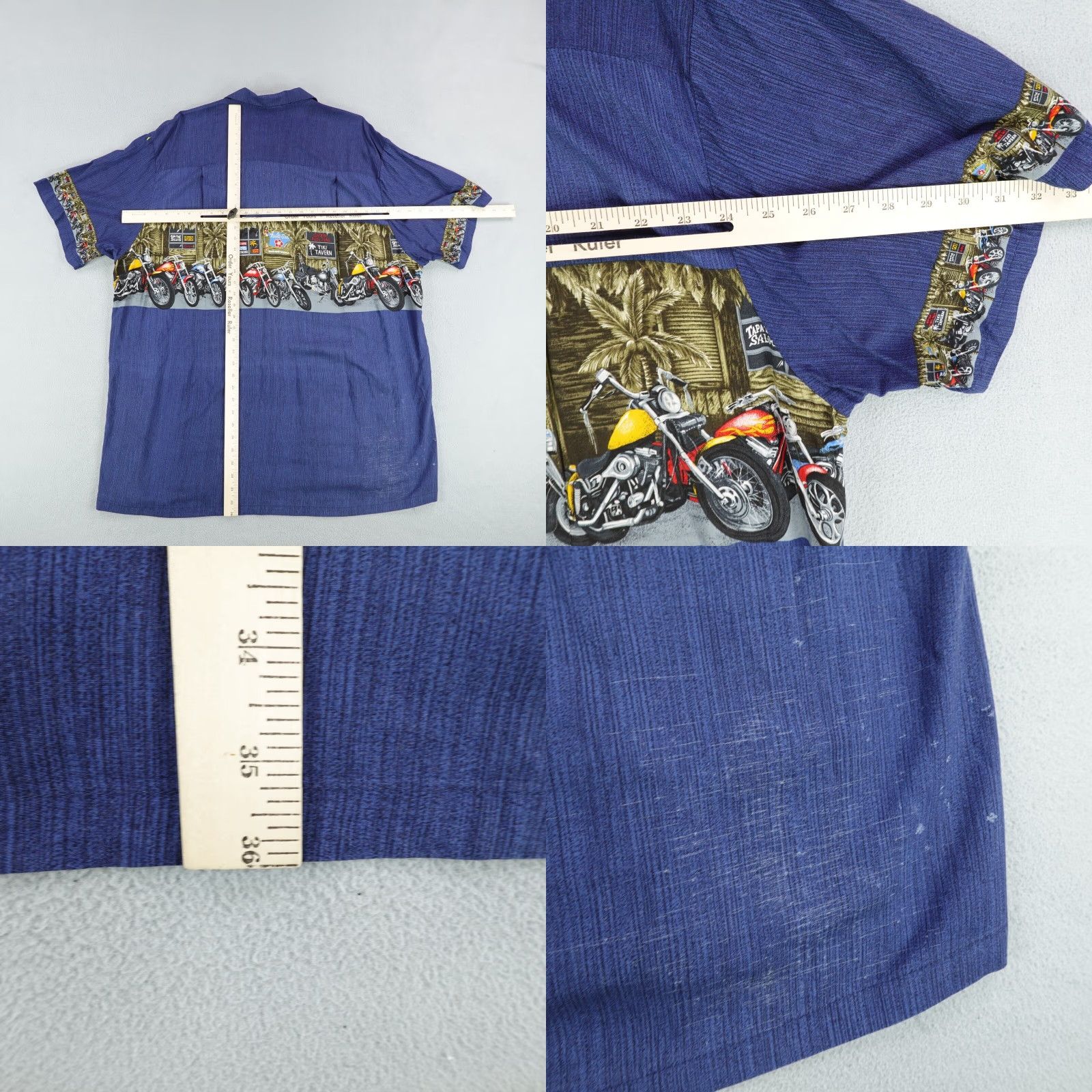 Paradise Found VINTAGE Paradise Found Shirt Mens 3XL Blue Hawaiian Motorcycles Biker Aloha Camp Shirt Size US XXL / EU 58 / 5 - 8 Thumbnail