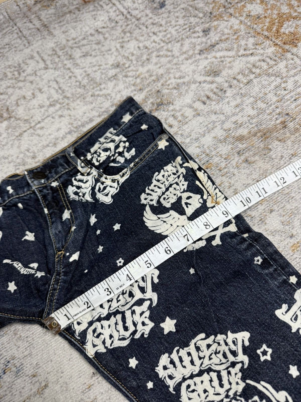 Tornado Mart Rna sweat skull art y2k denim pants Size US 29 - 13 Thumbnail