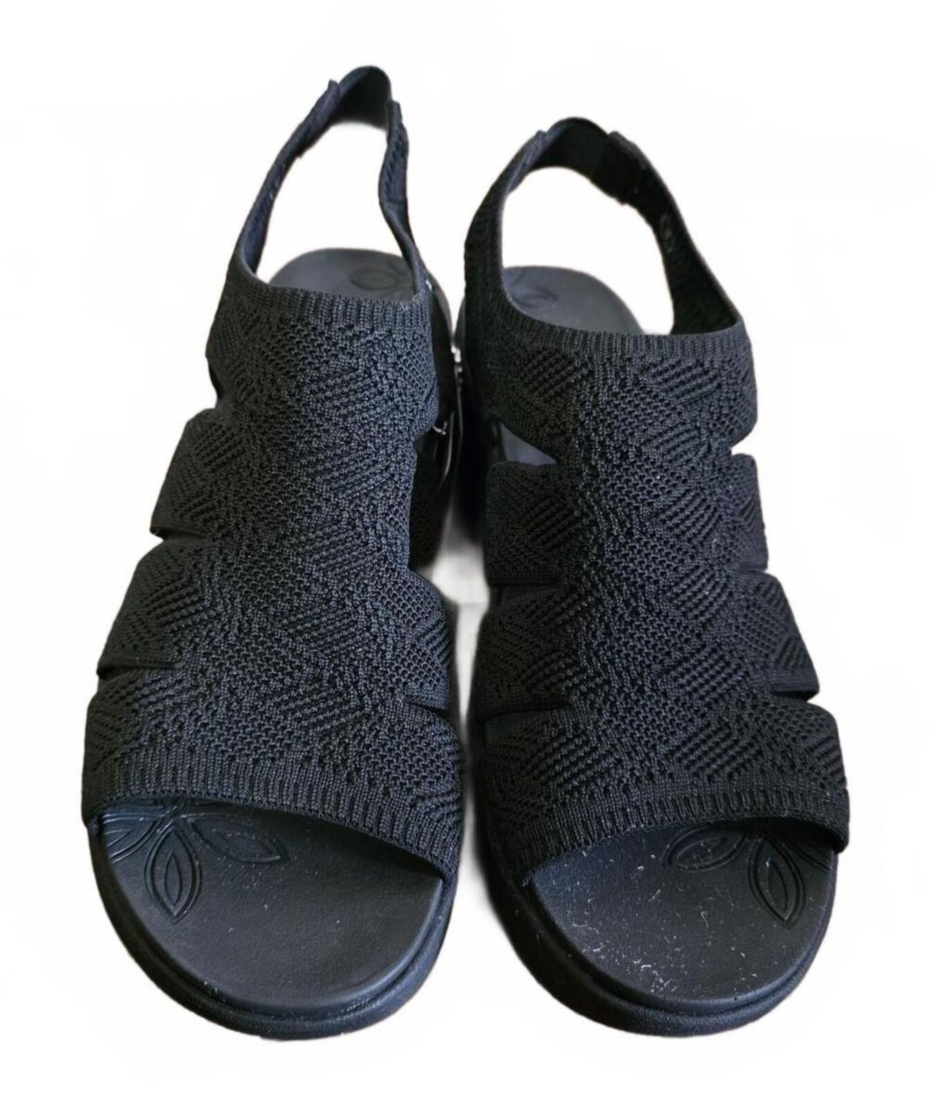 SKECHERS Skechers Black Luxe Foam Wedge Sandals 8 Vegan Machine Wash Size US 8 / IT 38 - 2 Thumbnail