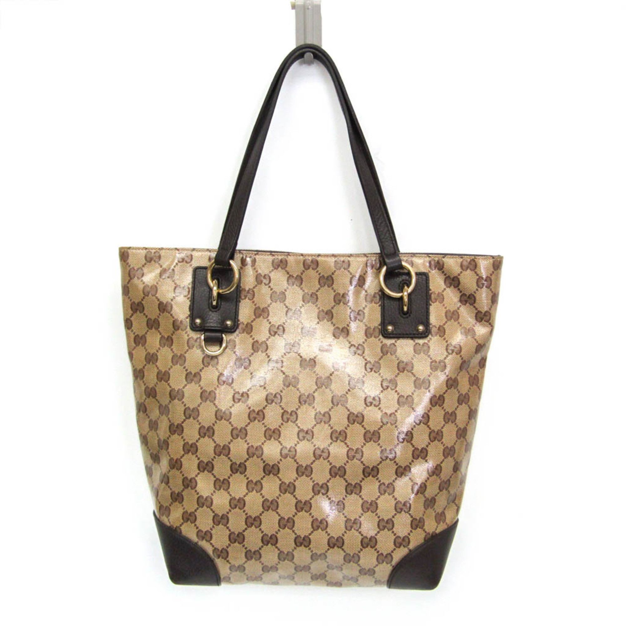 Gucci Gucci GG Crystal 353706 Women's PVC,Leather Tote Bag Beige,Dark Brown Size ONE SIZE - 1 Thumbnail