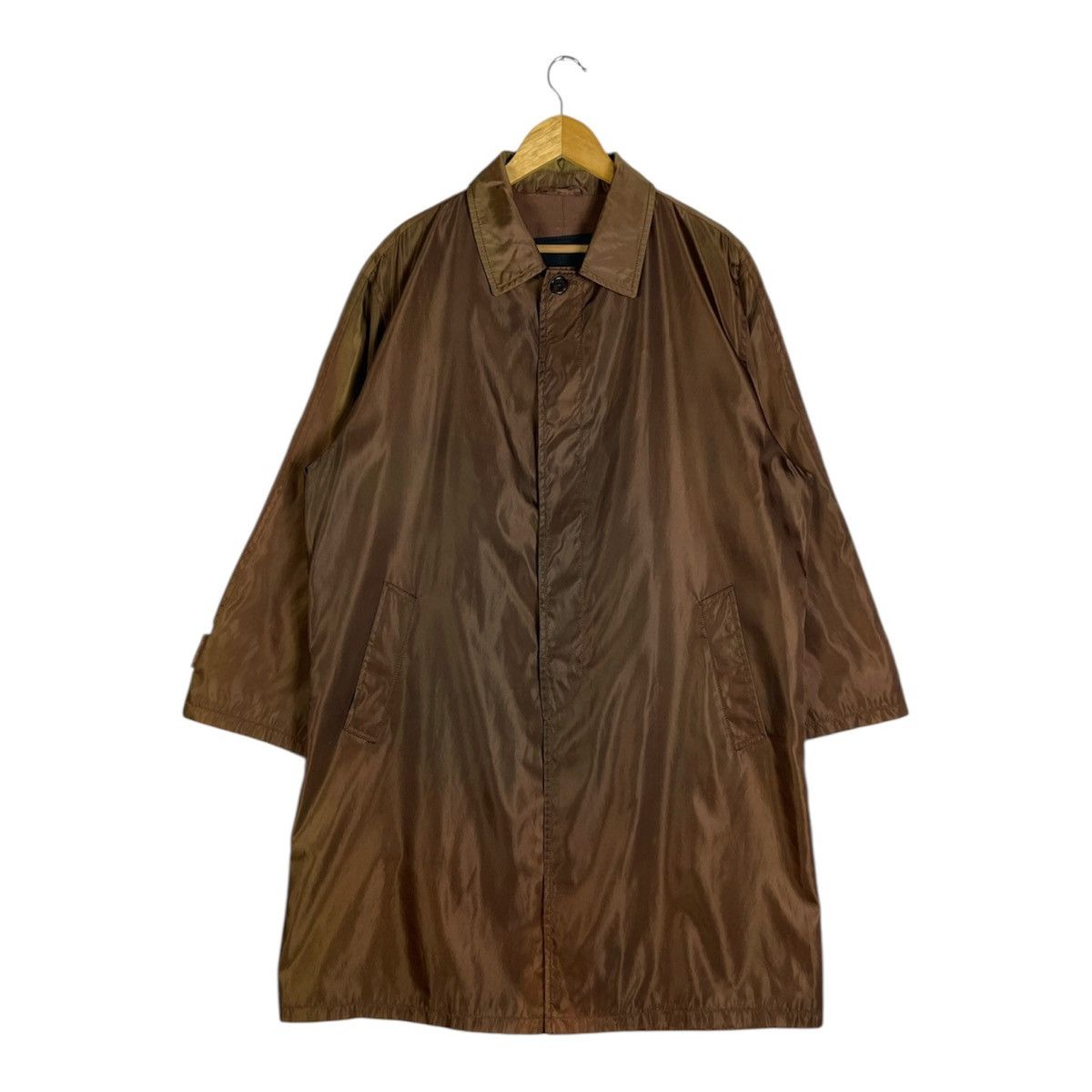 Archive 90s Prada Milano Iridescent Nylon Balmacaan Coat