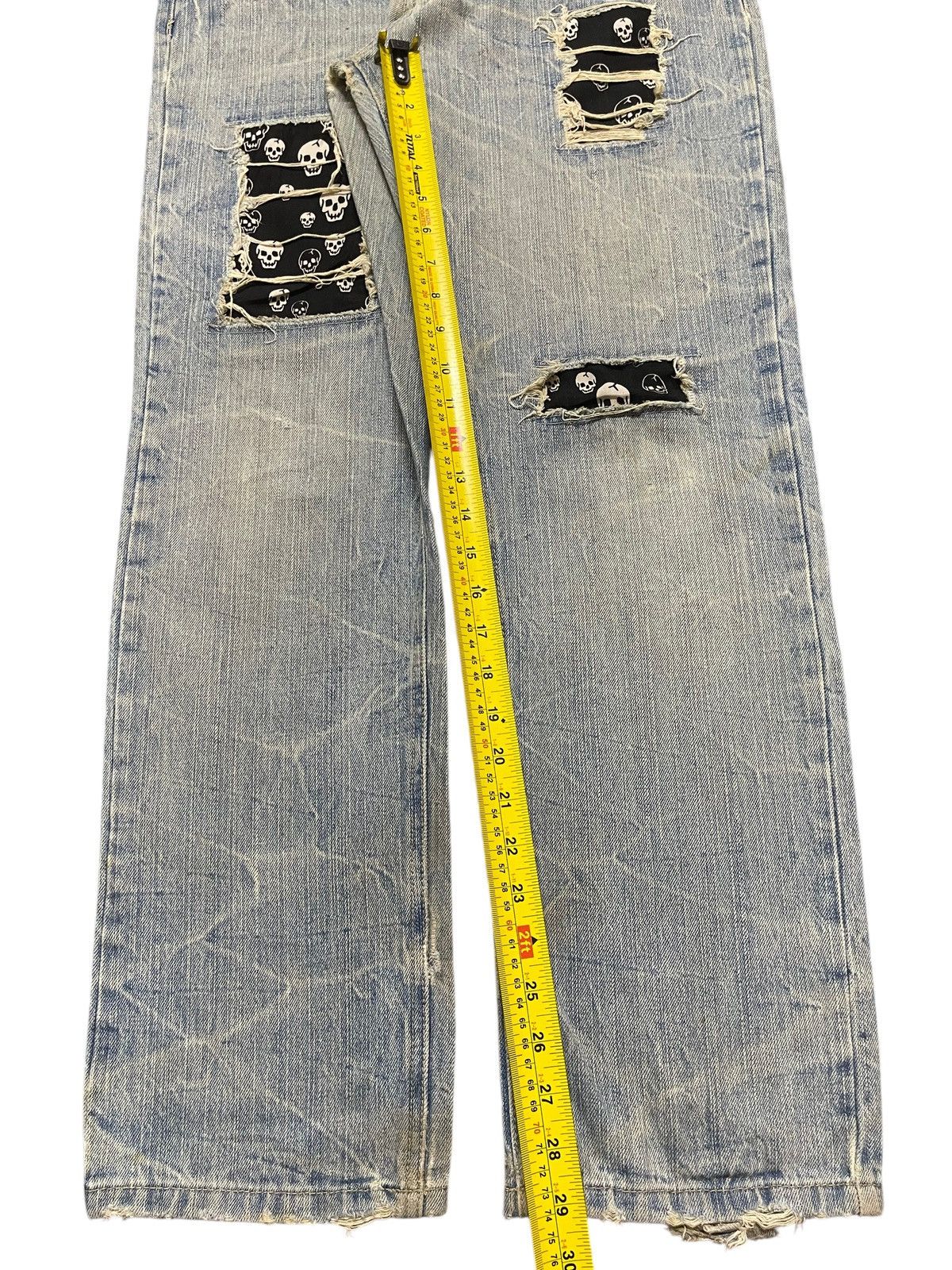 If Six Was Nine Vintage Japanese Mud Thunder Wash Patch Skull Distress Jeans Size US 31 - 13 Thumbnail