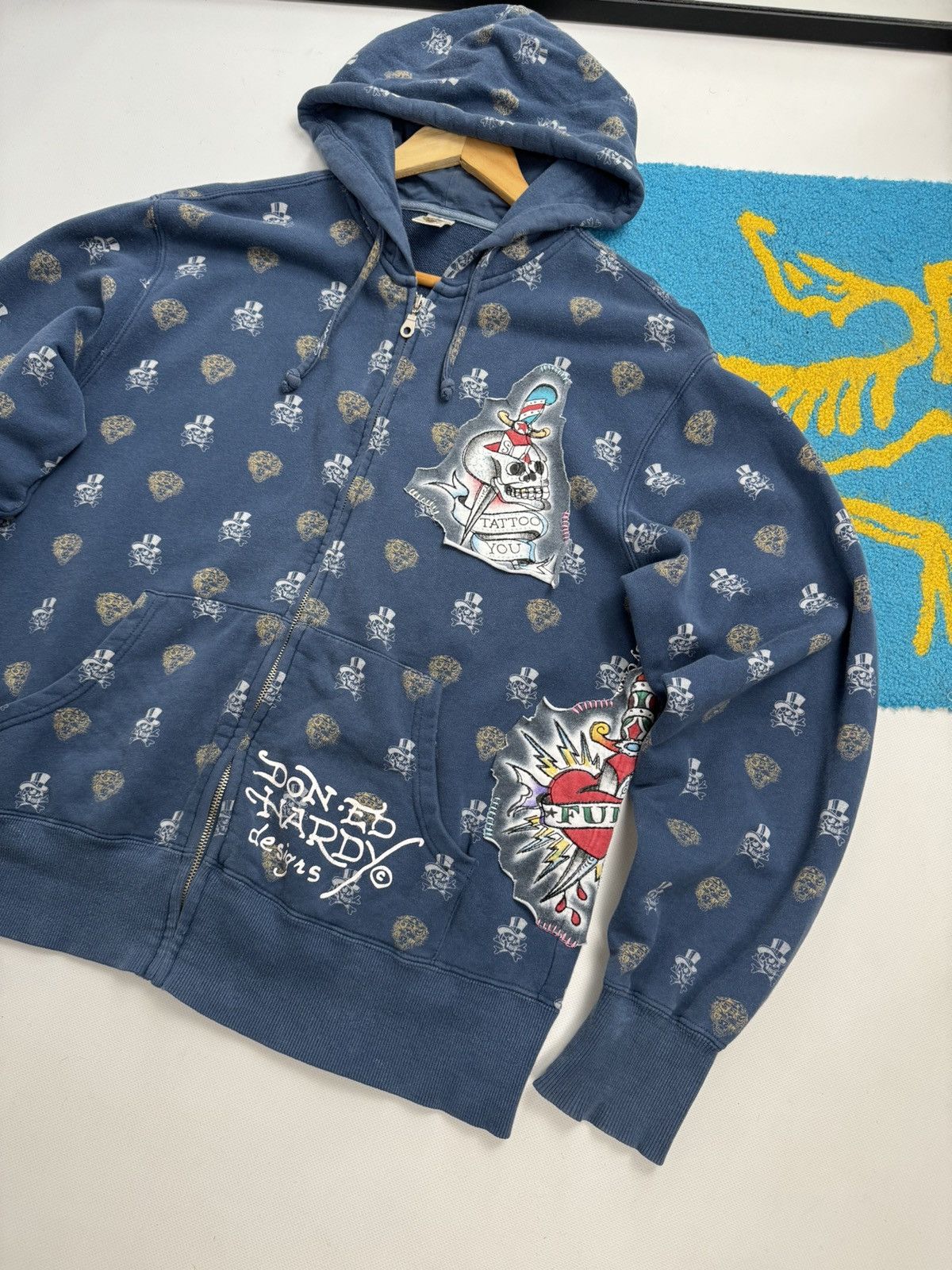 Ed Hardy Vintage Y2K Ed Hardy Monogram Patch Graphic Multilogo Hoodie Size US L / EU 52-54 / 3 - 5 Thumbnail