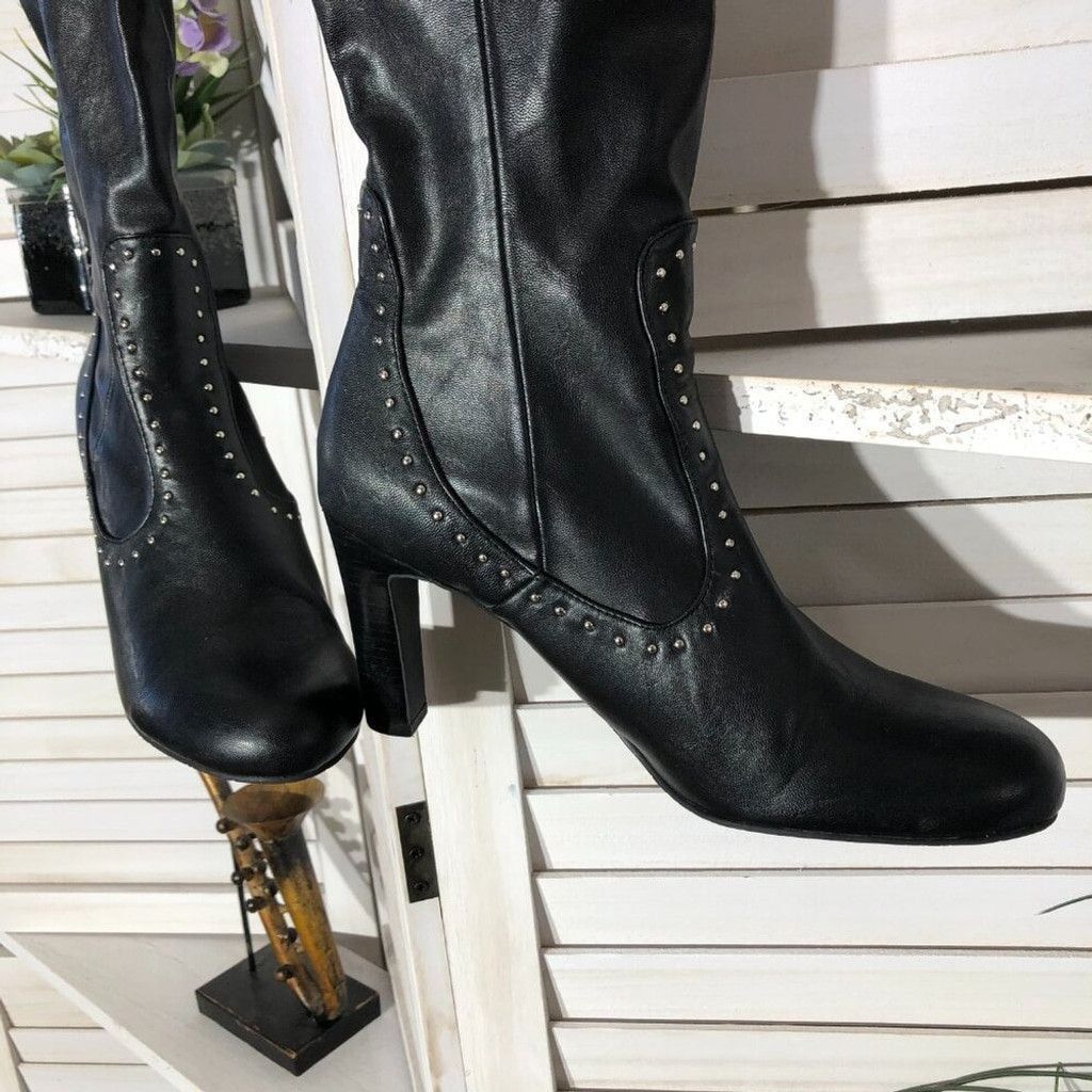 Franco Sarto Franco Sarto over the knee boots black leather studded 9.5 Size US 9 / IT 39 - 4 Thumbnail