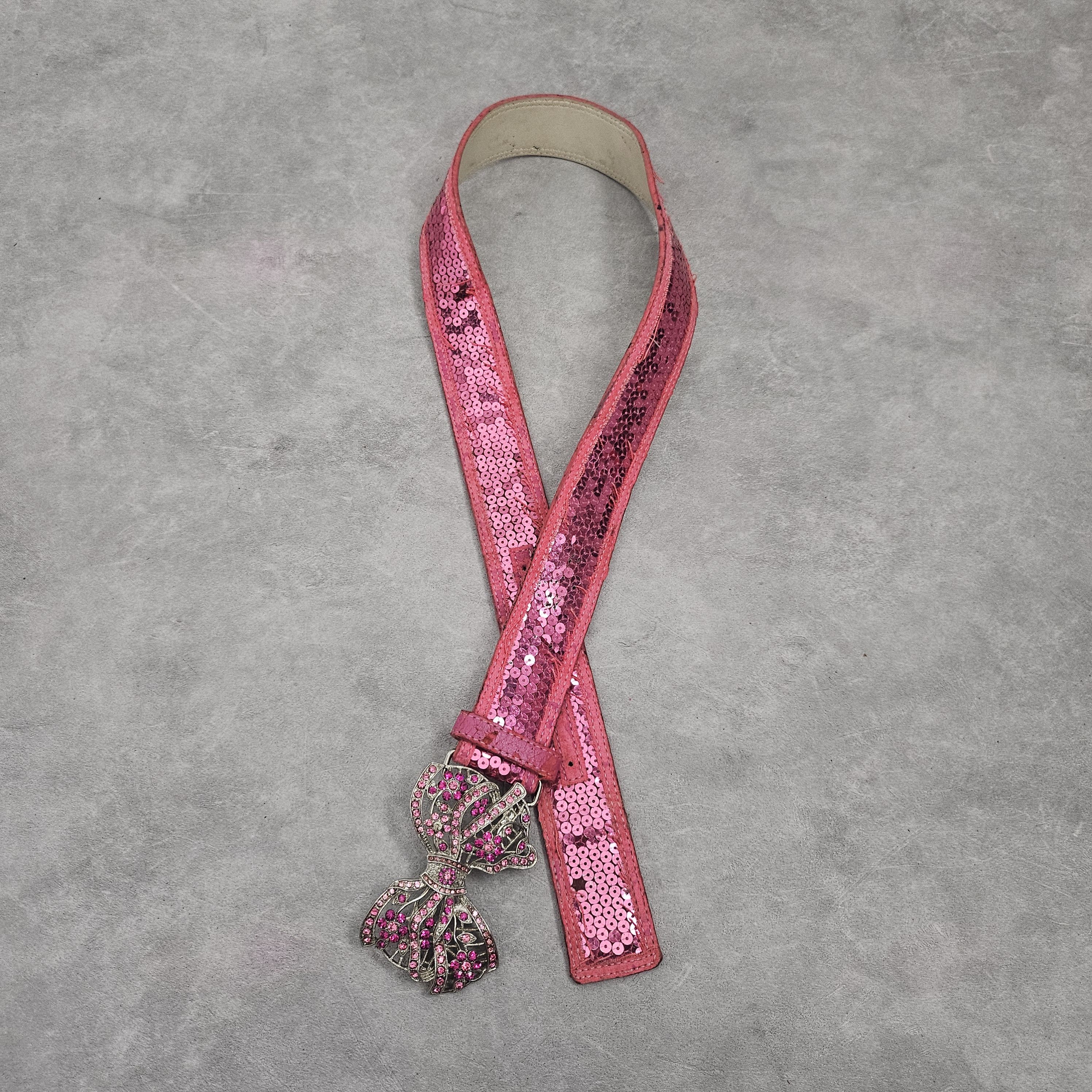 Japanese Brand Pink ribbon full crystal shining Y2K belt Size ONE SIZE - 1 Thumbnail