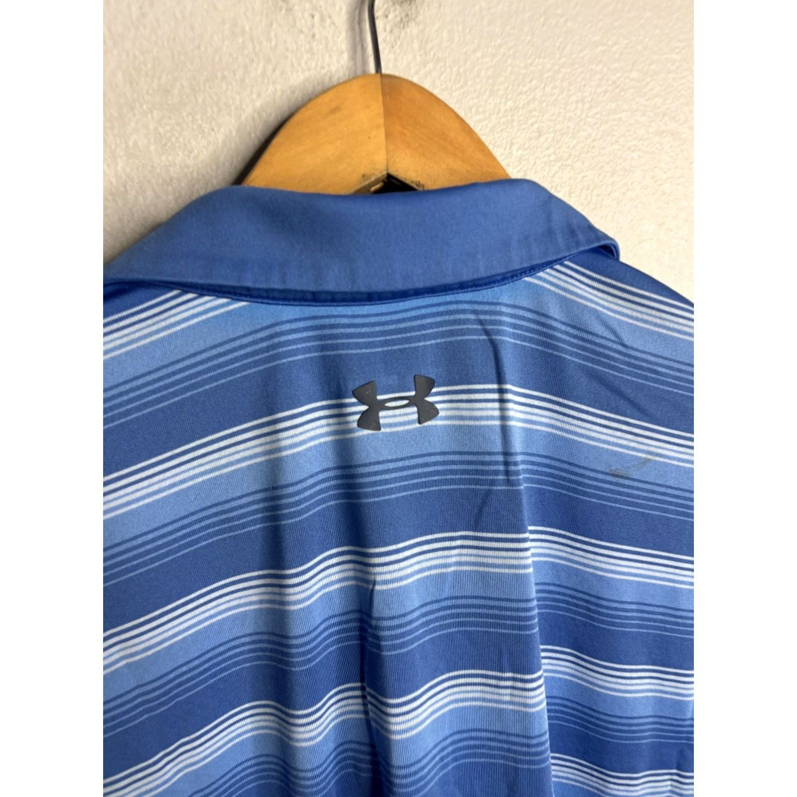 Under Armour Under Armour Shirt Mens 2XL Blue Polo Stripe HeatGear Golf Performance Loose Fit Size US XXL / EU 58 / 5 - 5 Thumbnail