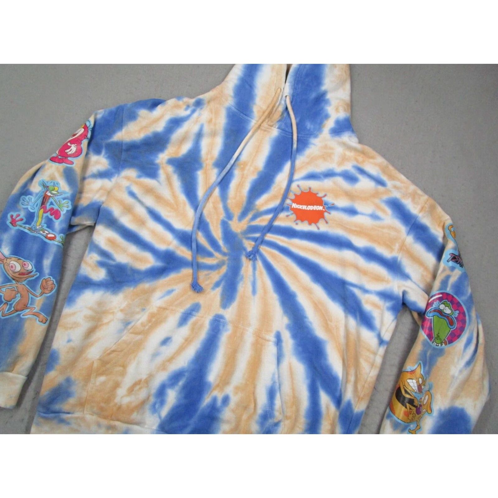 Nickelodeon Nickelodeon Hoodie Mens XL Blue Ren Stimpy Tie Dye Fleece Pullover TV Knit Geometric Logo 90s Cartoon Sports All Seasons Size US XL / EU 56 / 4 - 2 Thumbnail