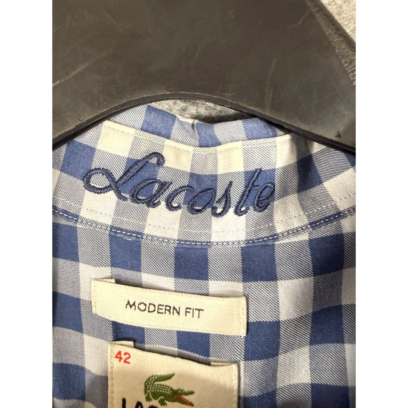 Lacoste Lacoste Shirt Mens Medium 42 Blue White Checked Modern Fit Button-Up Long Sleeve Mens Size US M / EU 48-50 / 2 - 7 Thumbnail