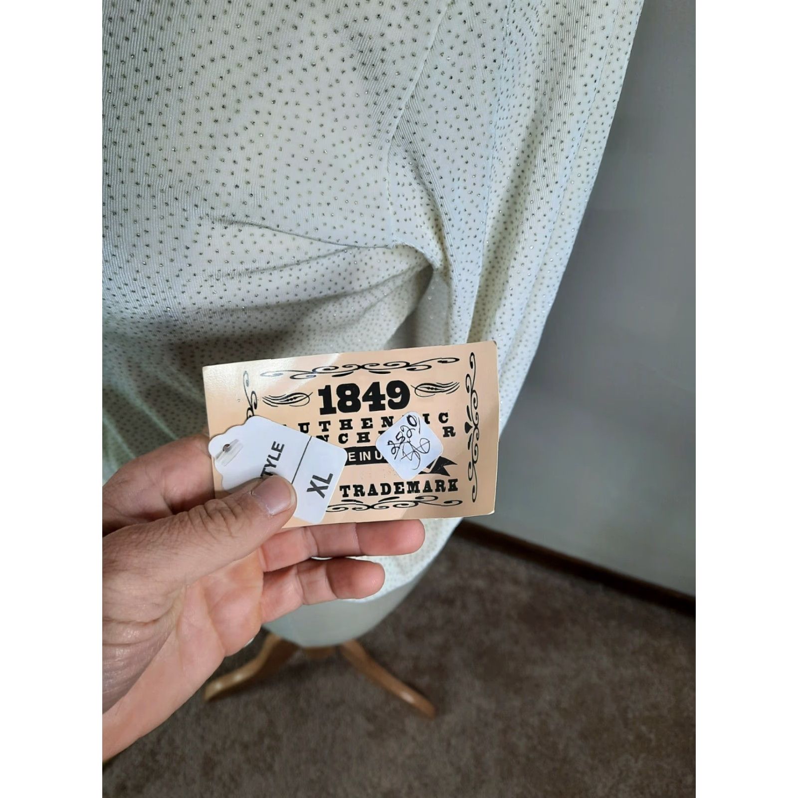 Vintage VINTAGE 1849 Authentic Ranchwear Glitter Mock Neck White Show Shirt XL Deadstock Women Dress Shirt L4S Size XL / US 12-14 / IT 48-50 - 7 Thumbnail