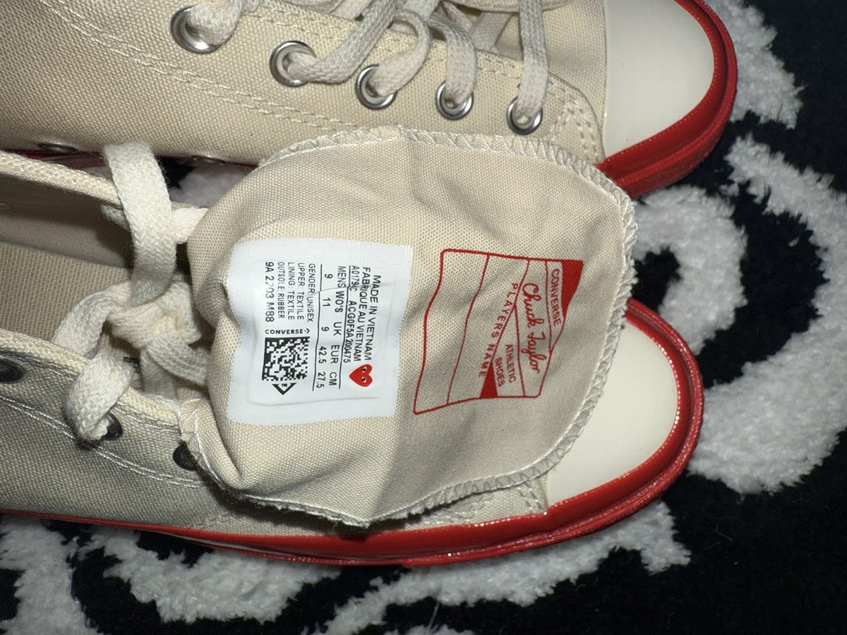 Comme des Garcons × Converse CDG Play Chuck 70 Hi Top milk white & red shoes Size US 9 / EU 42 - 4 Thumbnail