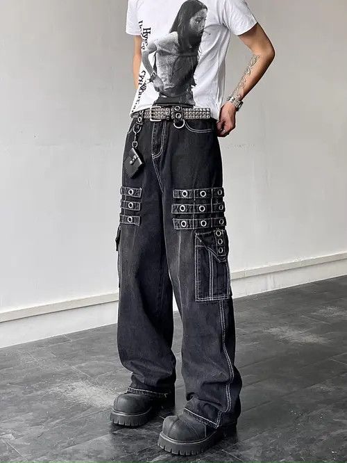 VIBE Cargo Denim Jeans, Stack Jeans, y2k Cargo Jeans Size US 30 / EU 46 - 2 Thumbnail