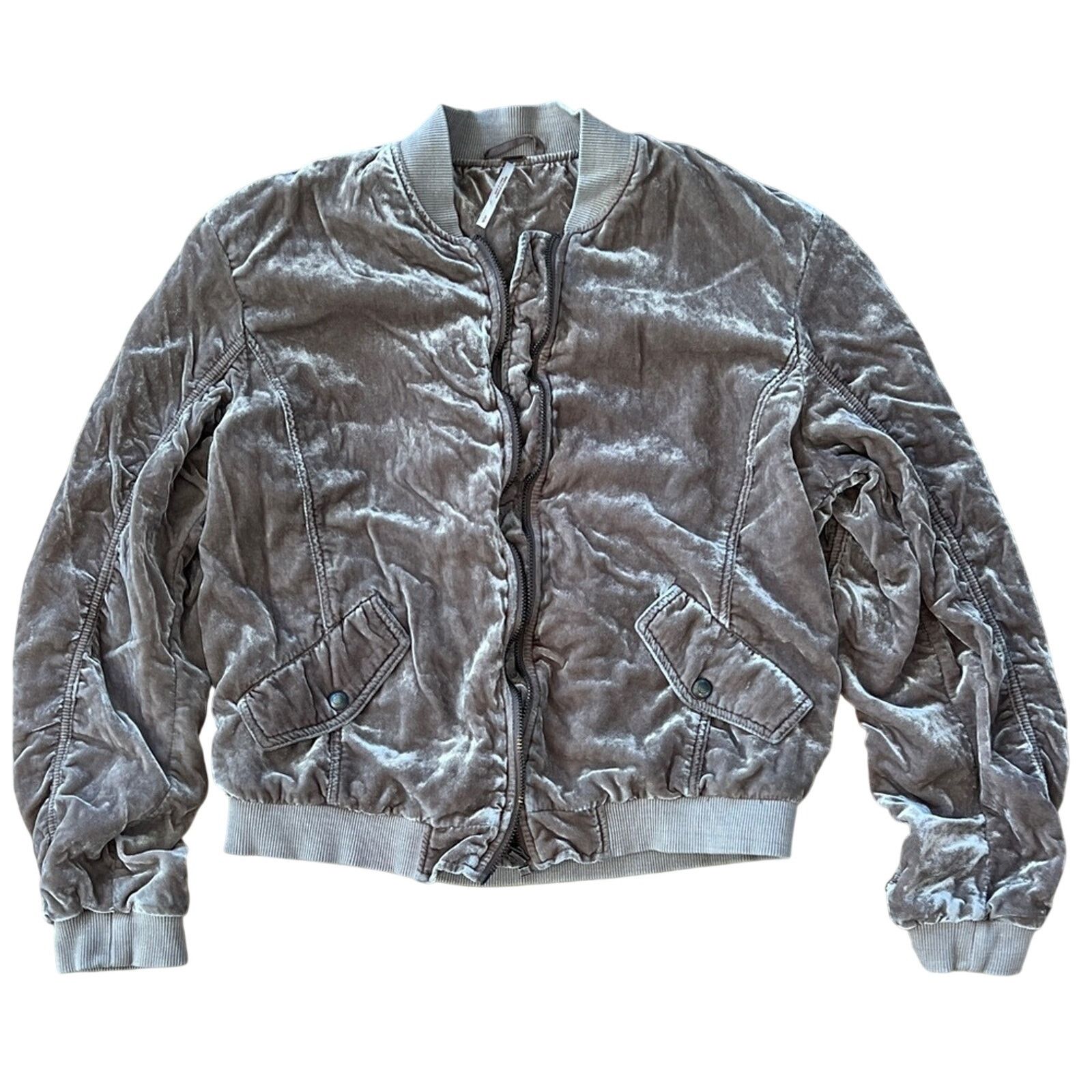 Free People Free People Crushed Velvet Jacket in Soft Taupe (Sz S) Size S / US 4 / IT 40 - 1 Thumbnail