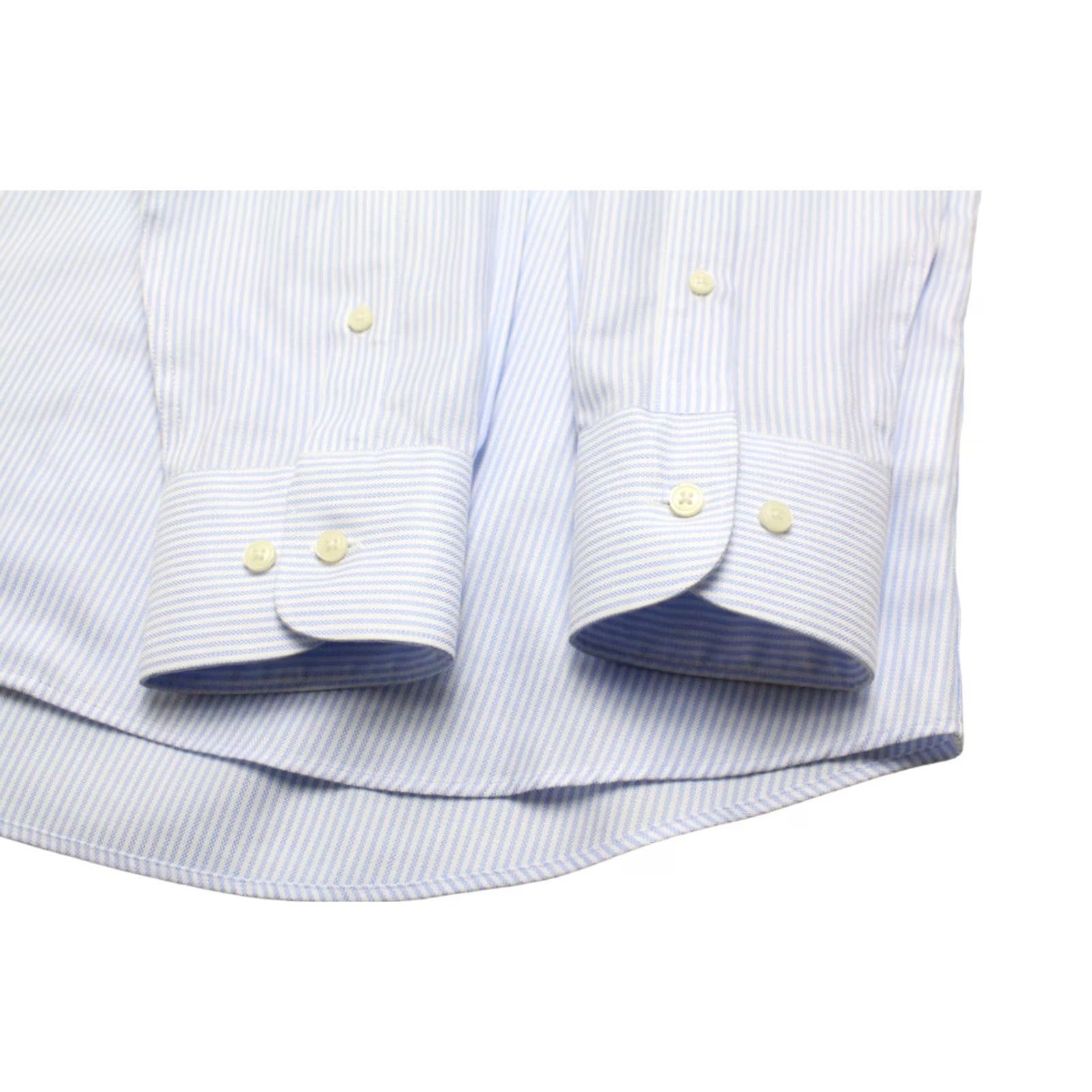 Suitsupply Suitsupply Try On Extra Slim Fit Formal Shirt Men's 43 / 17 Pinstriped Blue Cotton Button-Up Shirt Long Sleeve, Collared, Classic Mens Size 46R - 5 Thumbnail