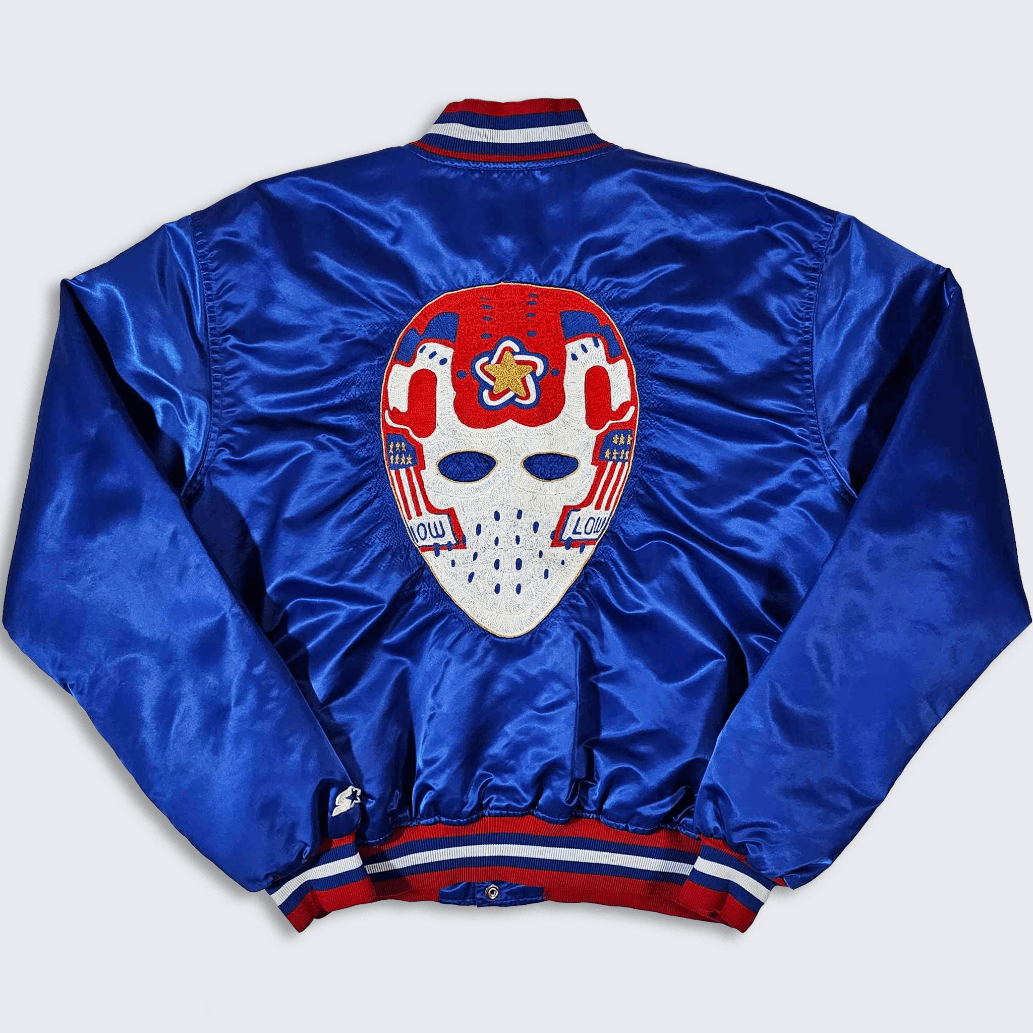 image of Nhl x Starter Washington Capitals Vintage 80's Starter Satin Bomber Jacket in Blue, Men's (Size XL)