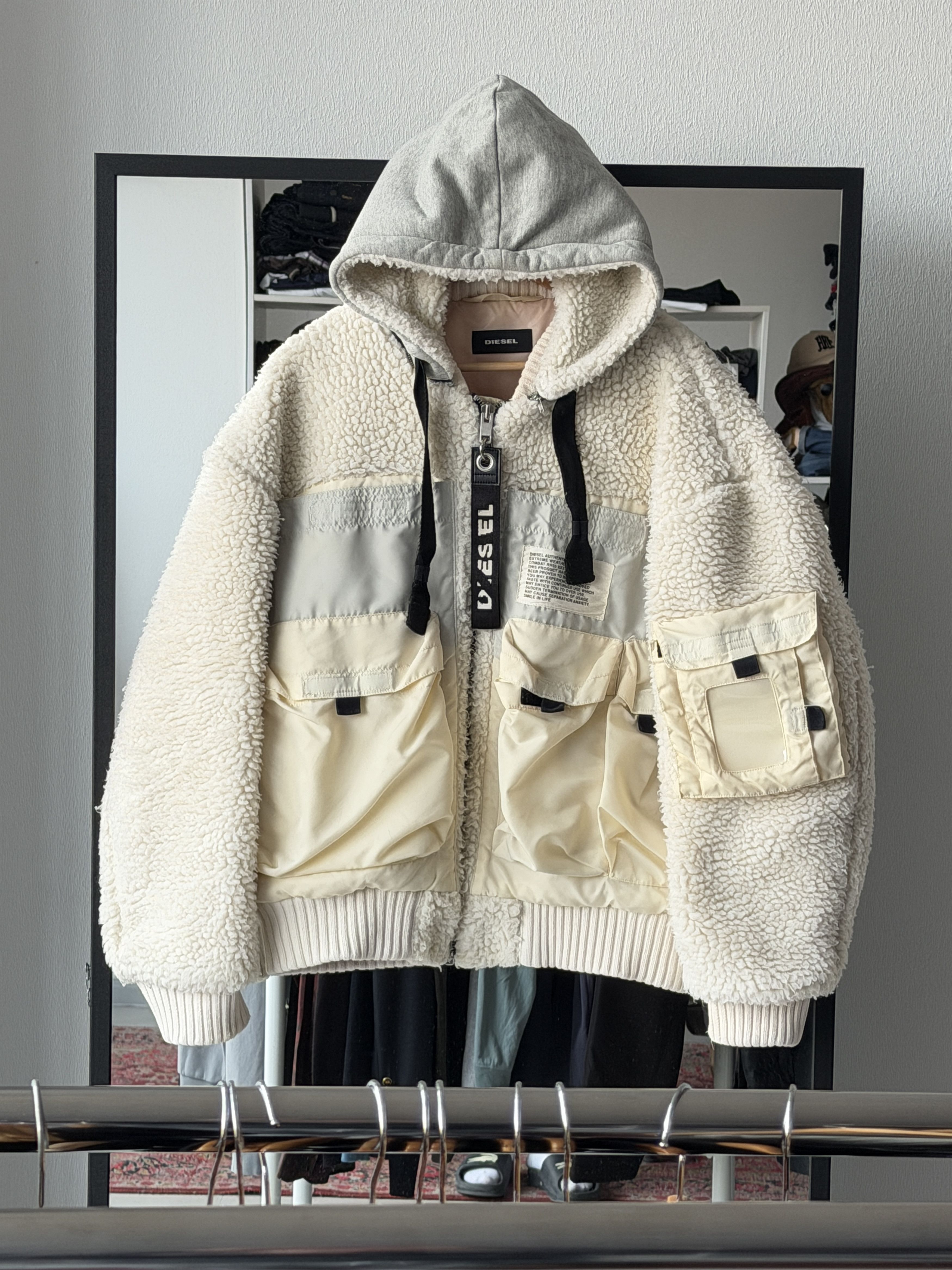 Diesel Diesel Faux-Shearling Hooded W-Patty Jacket WHITE M Size US M / EU 48-50 / 2 - 1 Thumbnail